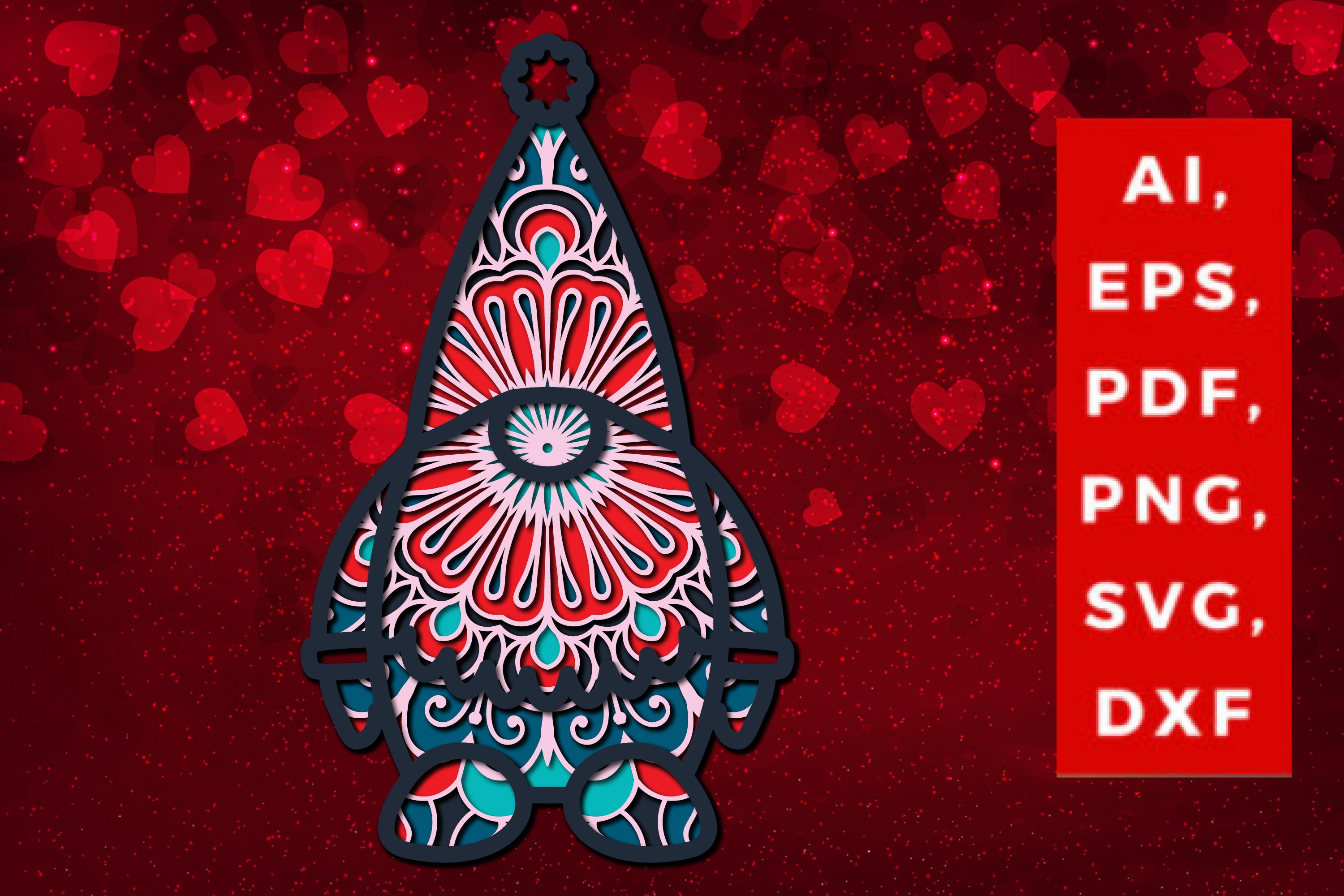 3D Santa Claus Valentine Multi-layer SVG