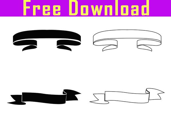 Black Ribbons Banners Set