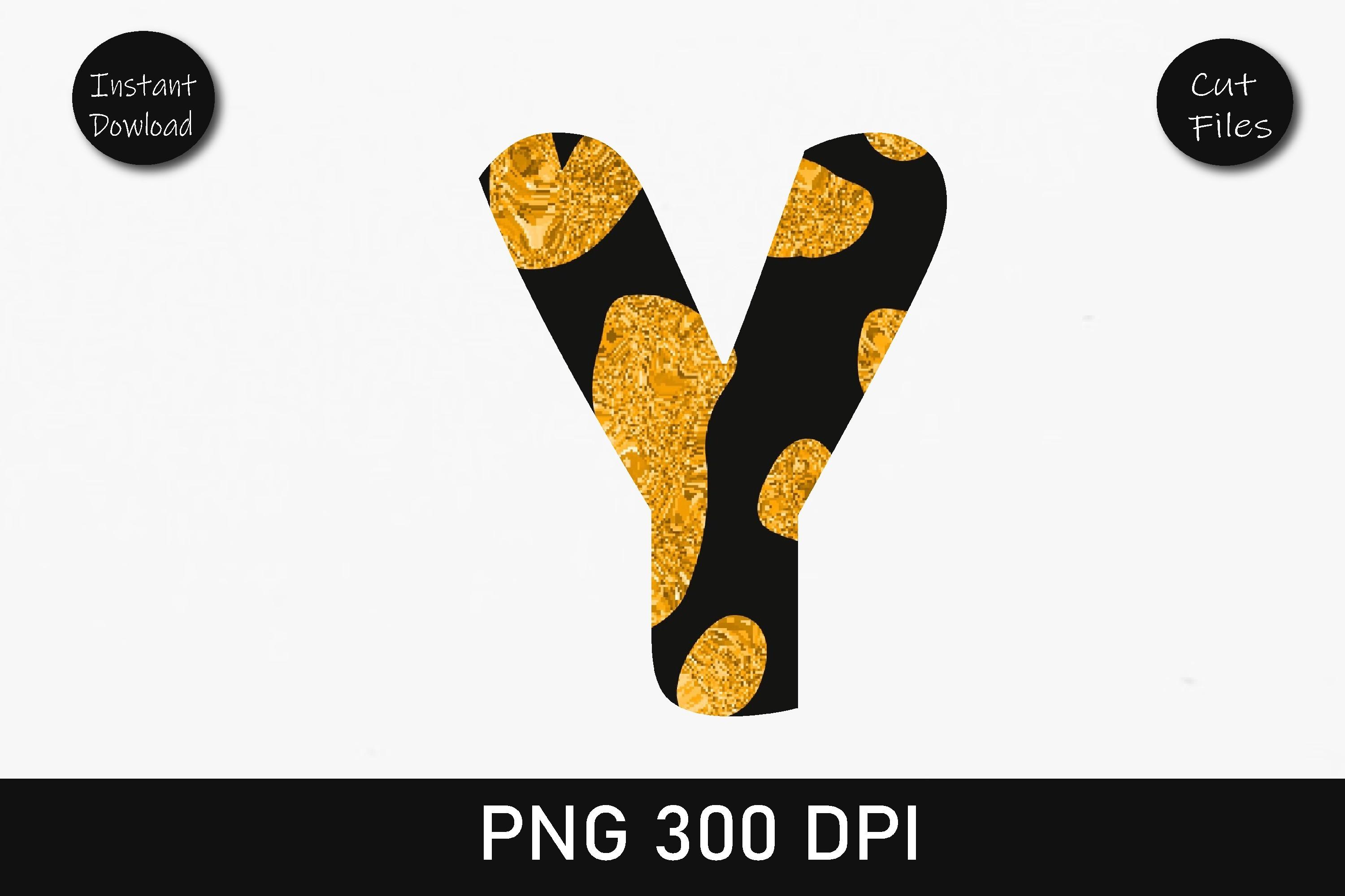 Orange Glitter Leopard Alphabet Y
