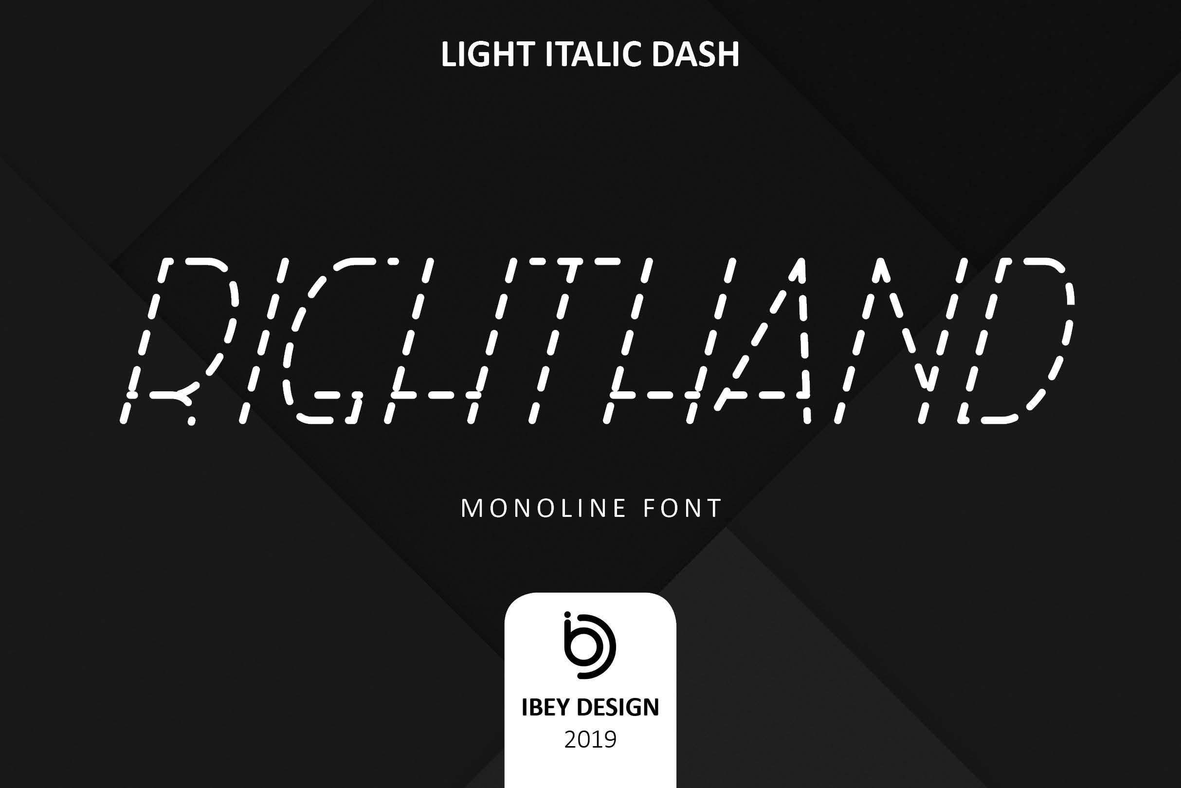Right Hand Light Italic Dash Font