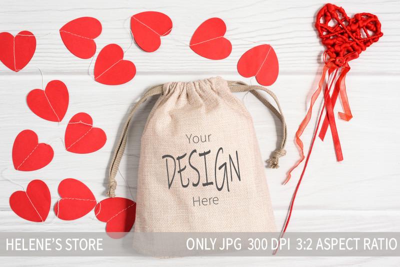 Valentines Day Gift Bag Sack Mockup