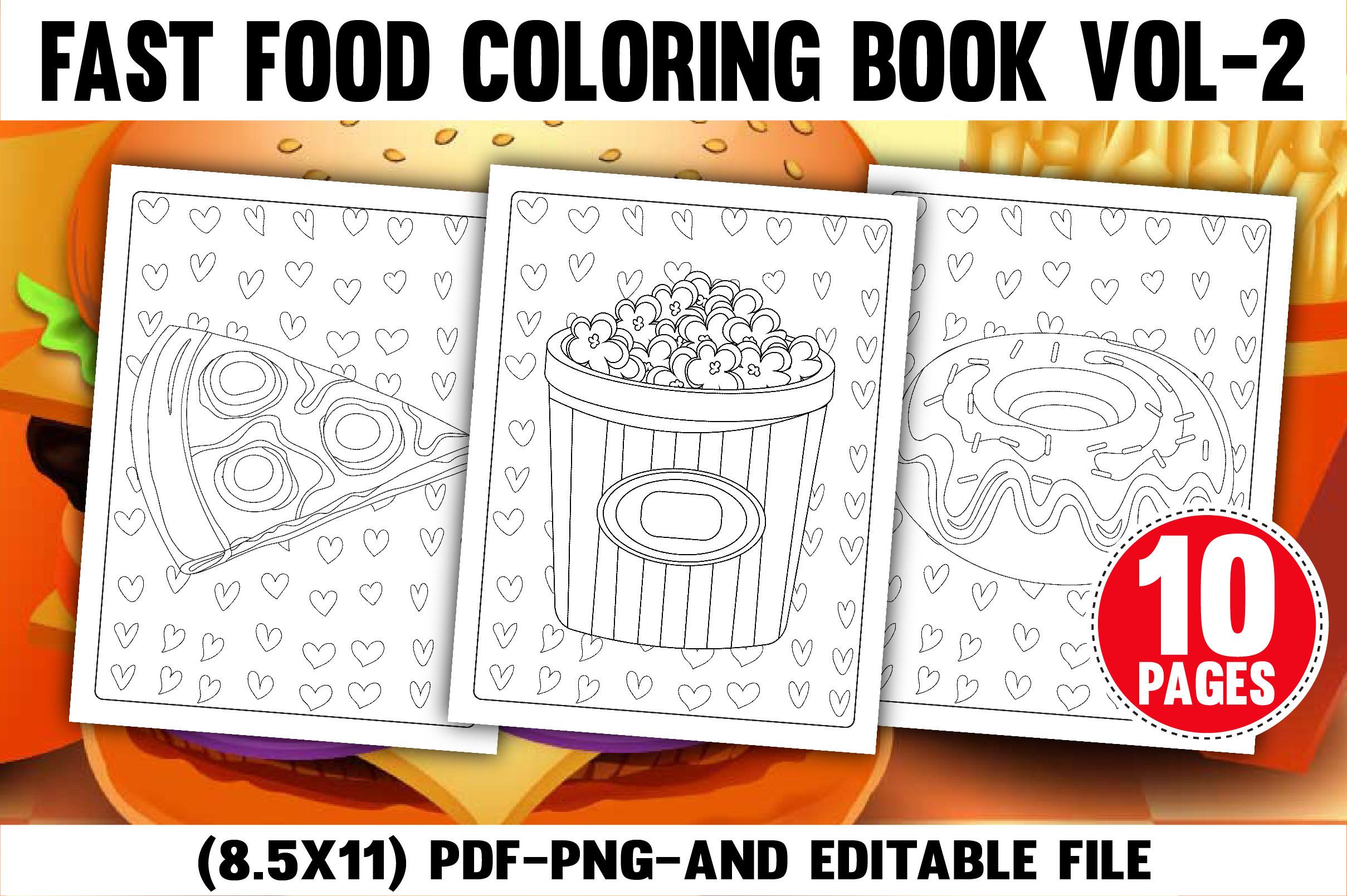 Fast Food Coloring Book for Kids & Teens