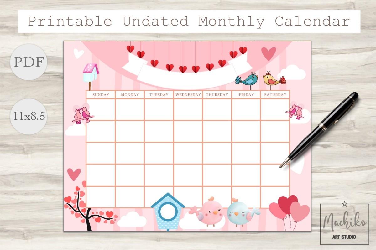 Undated Calendar Planner for Kids Pdf