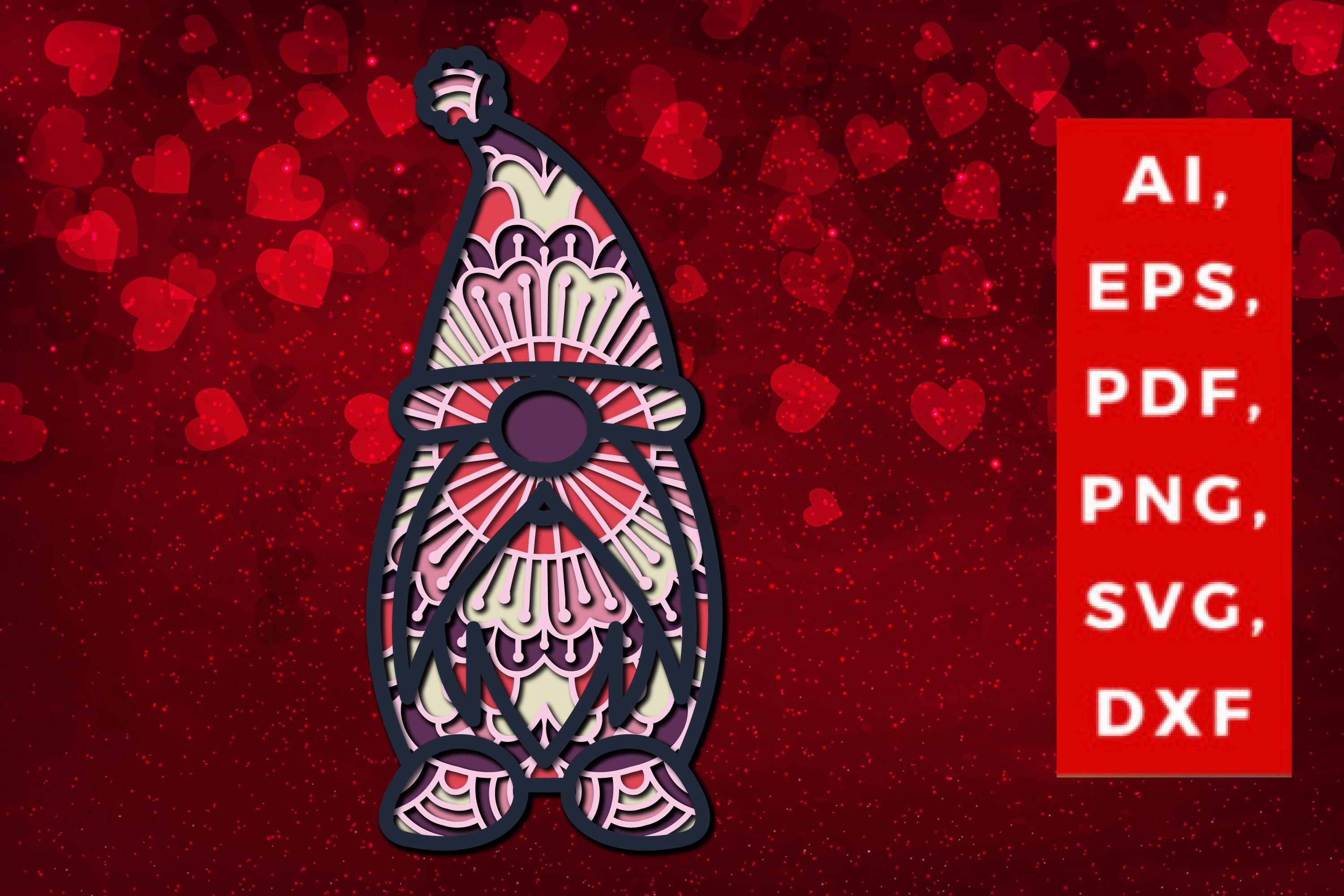 3D Santa Claus Valentine Multi-layer SVG