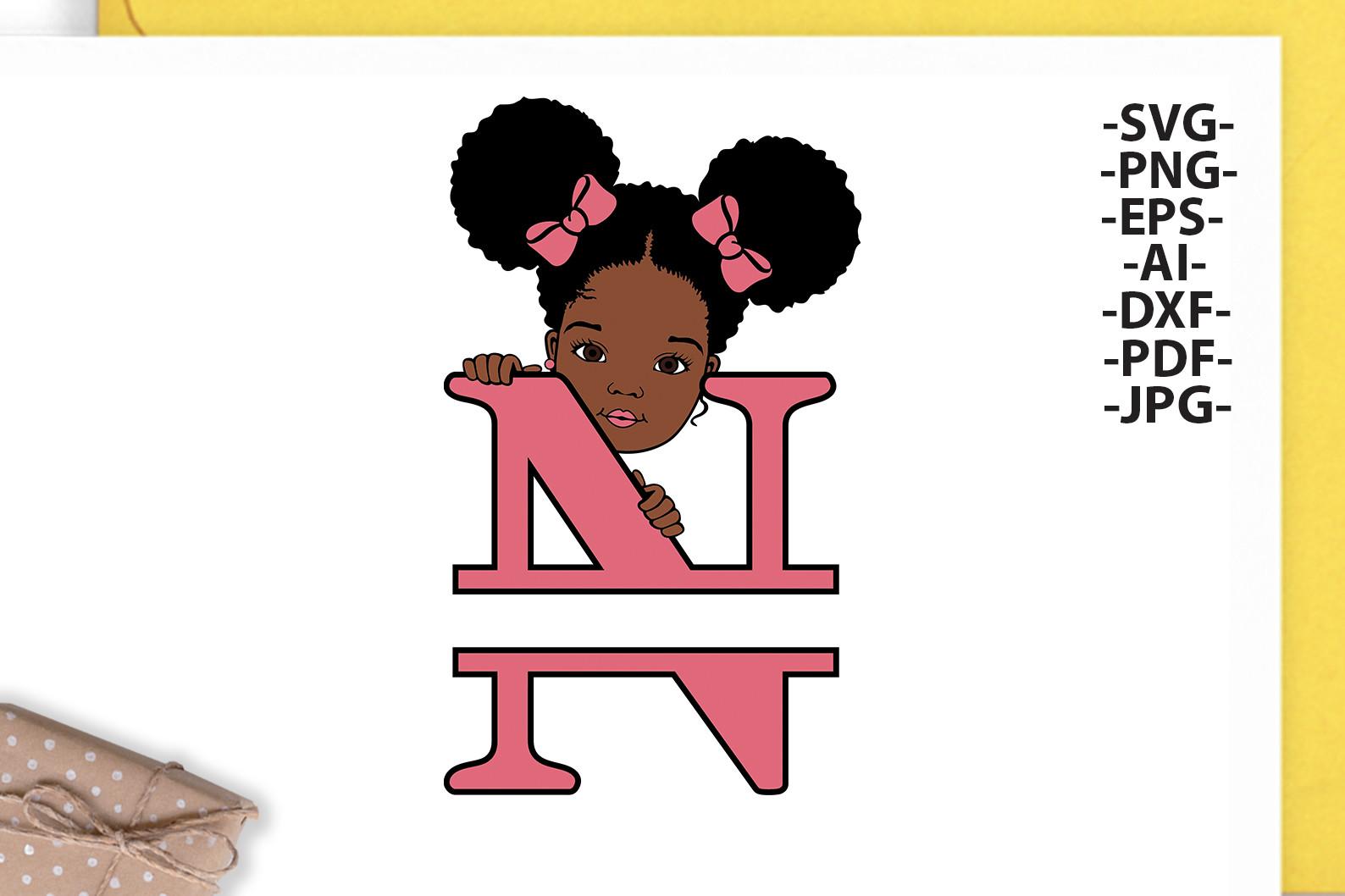 Afro Girl Svg Letter N,Alphabet Name Svg