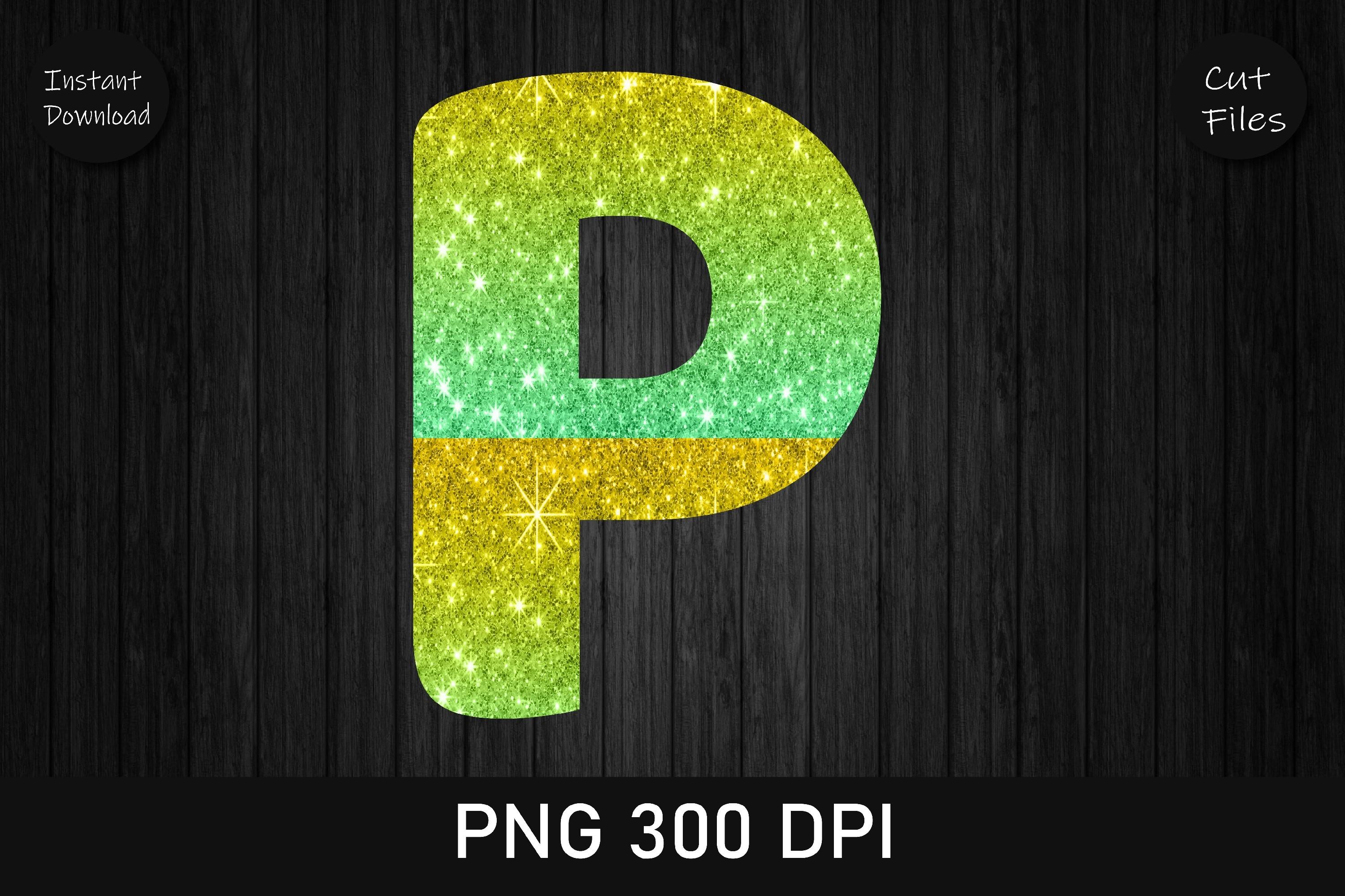 Gold and Green Glitter Leopard Letter P