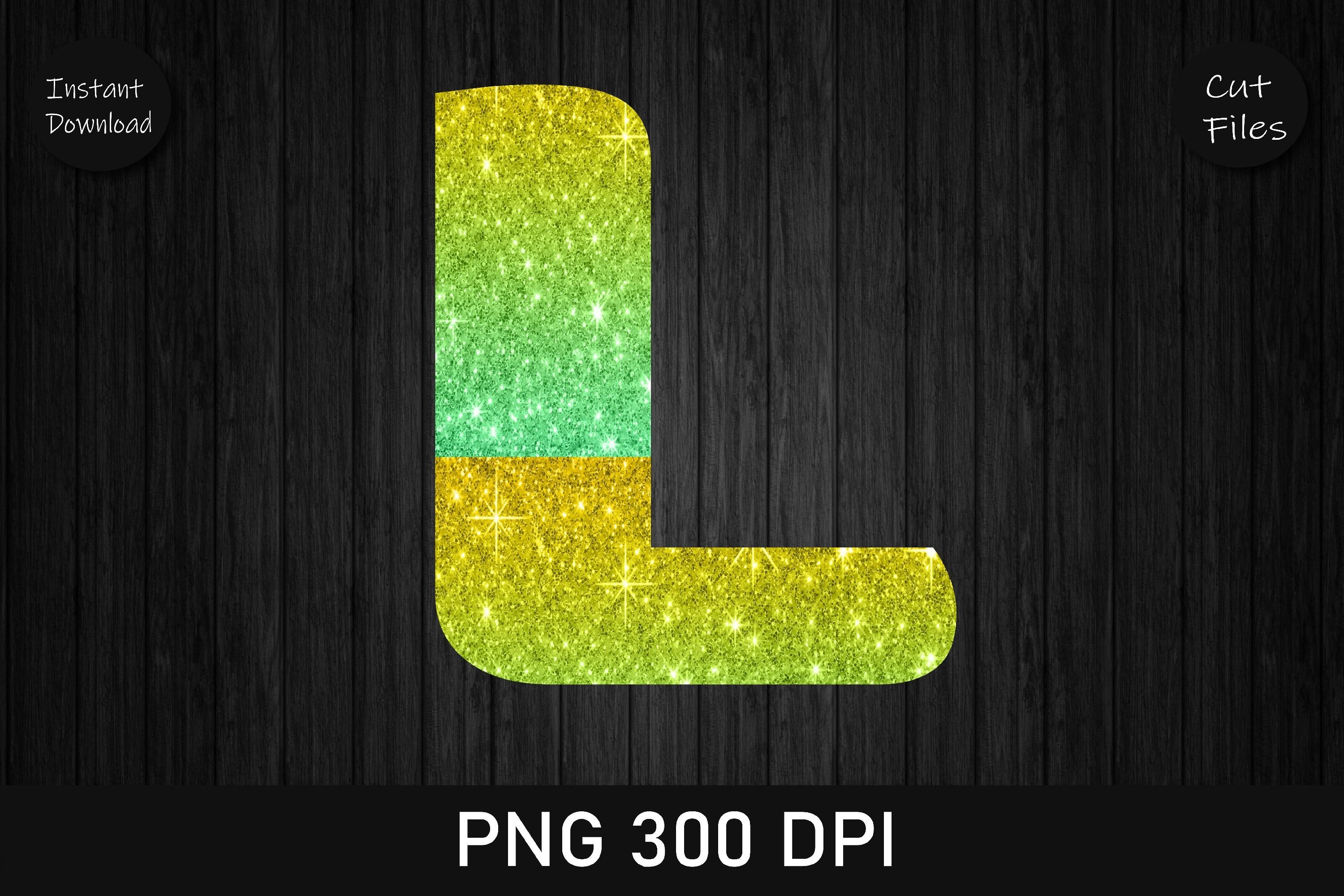 Gold and Green Glitter Leopard Letter L