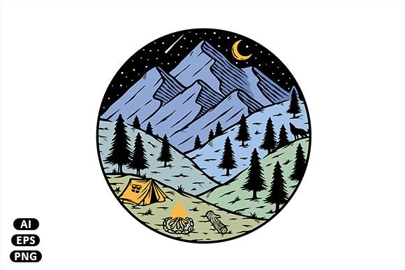 Camping in the Mountains at Night