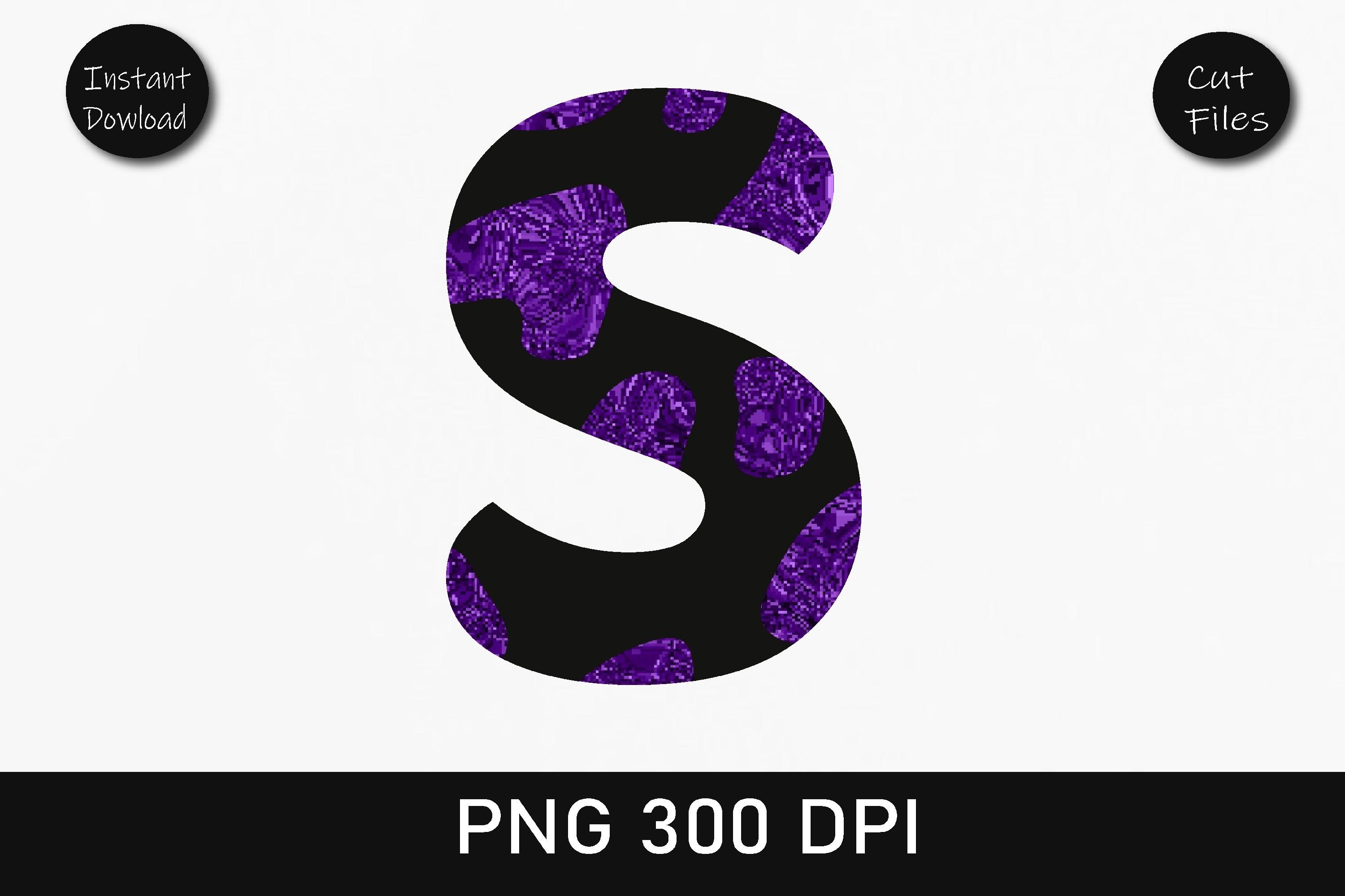 Indigo Glitter Leopard Alphabet S