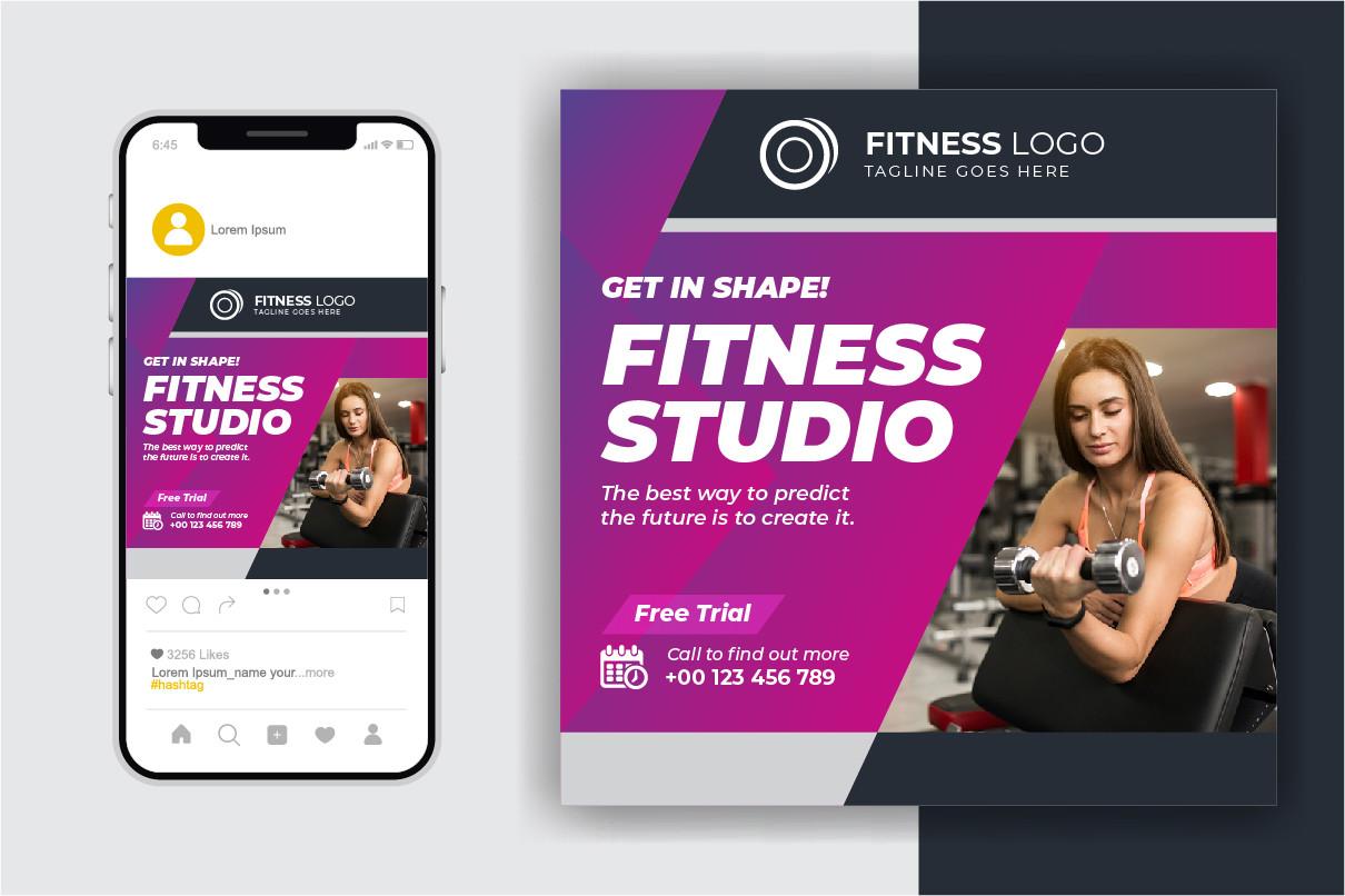 Gym & Fitness Social Media Post Template