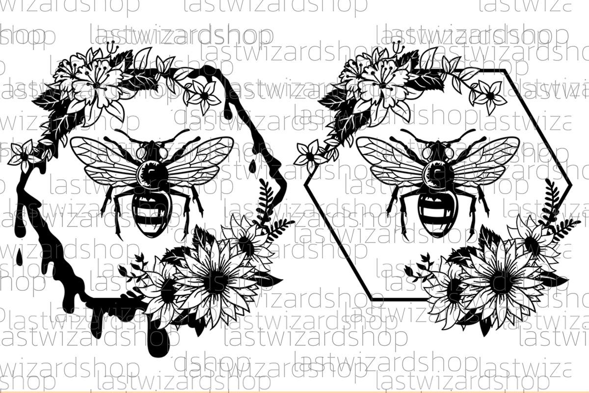 Floral Bee Svg, Flowers Bee Svg, Honey