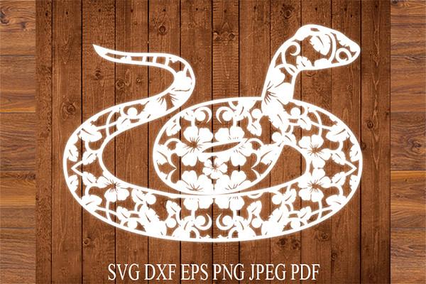Flowers Snake Svg, Silhouette Snake Svg