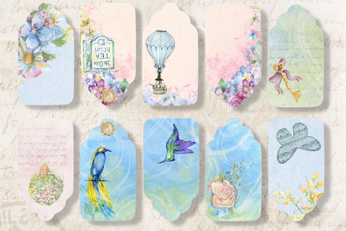 Vintage Scrapbook Set Tags Labels Bundle