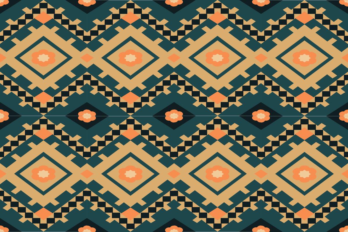 Geometic Aztec Daimond Orange Seamless