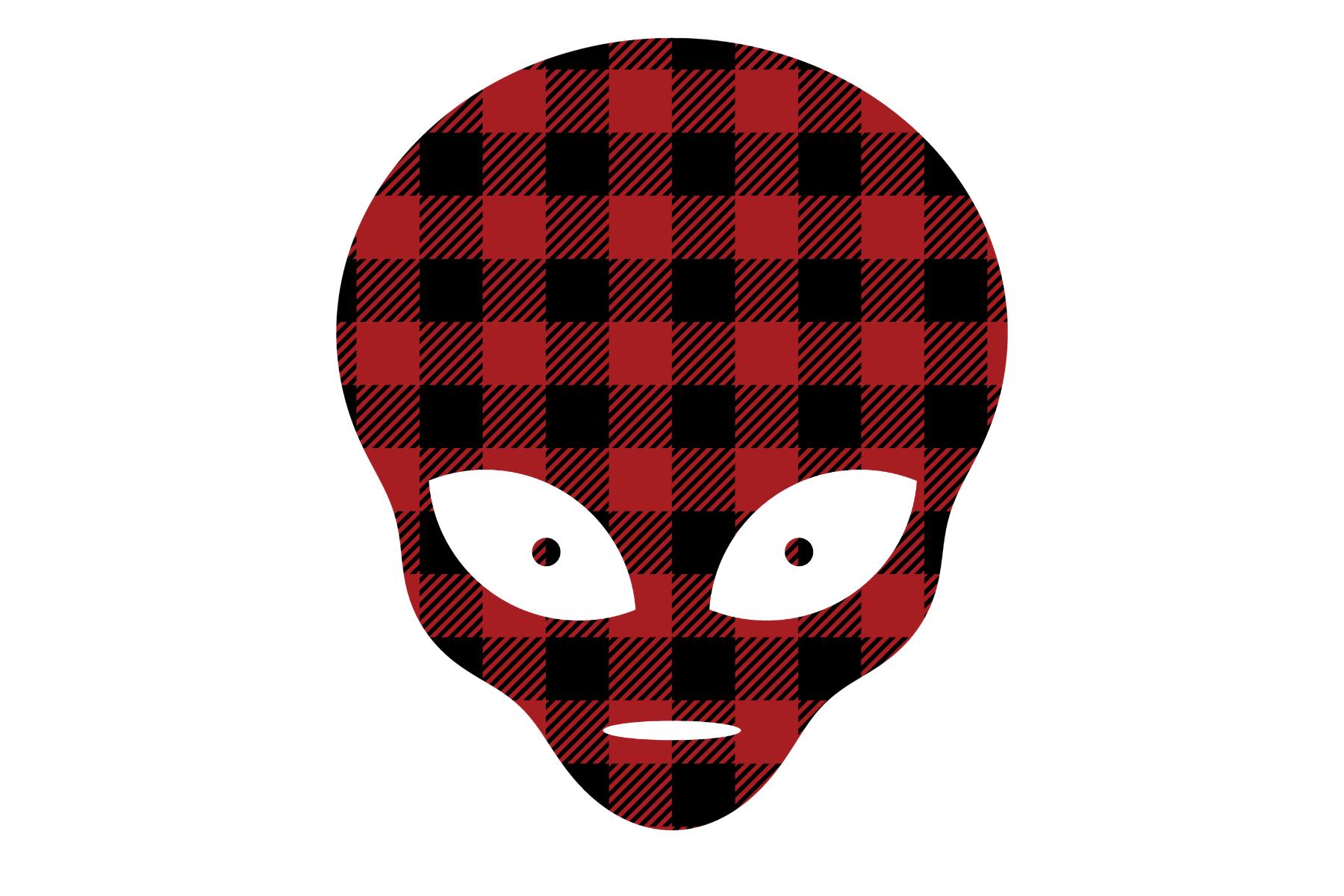 Buffalo Plaid Alien Silhouette