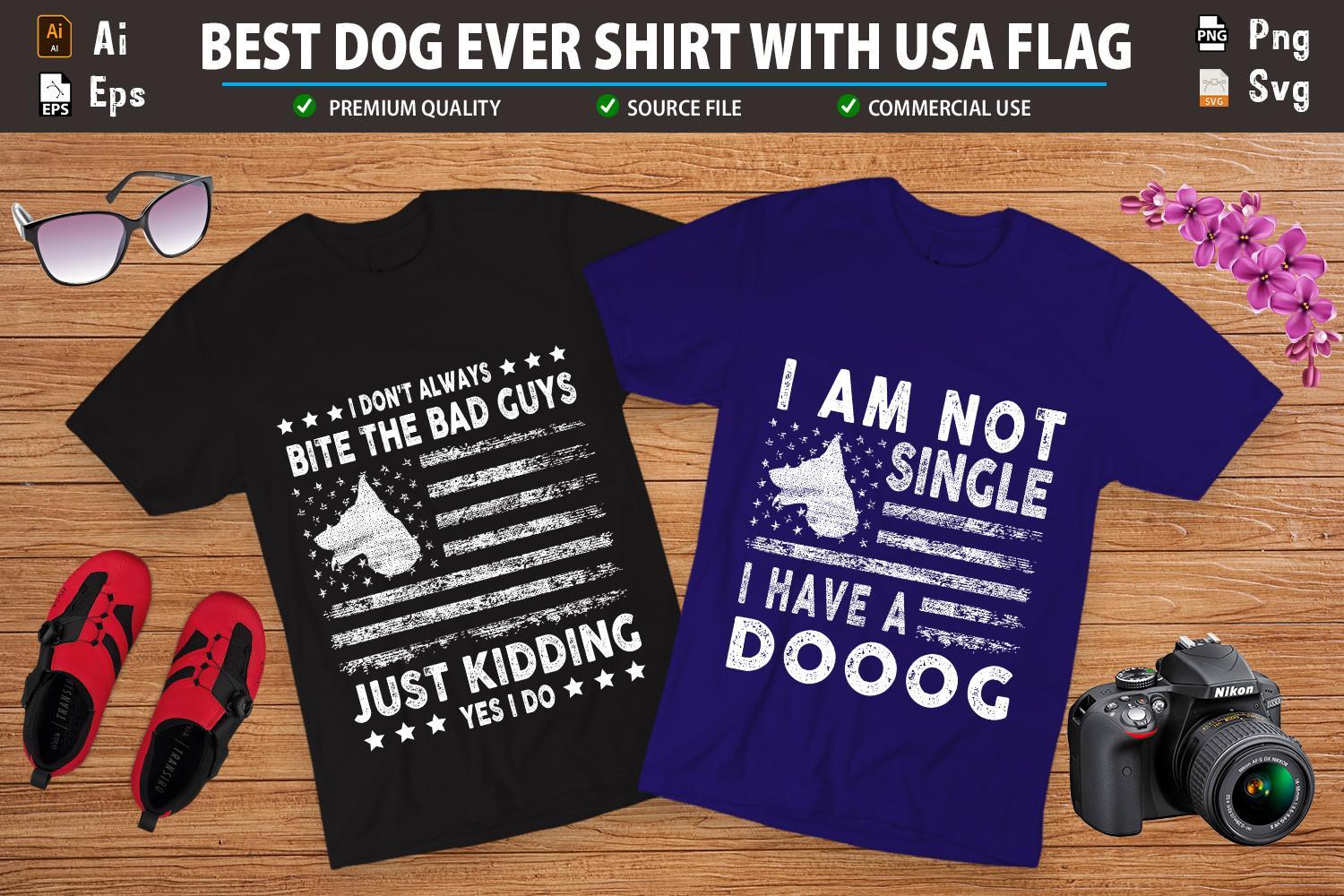 Dog Lover T-shirt Design with Usa Flag