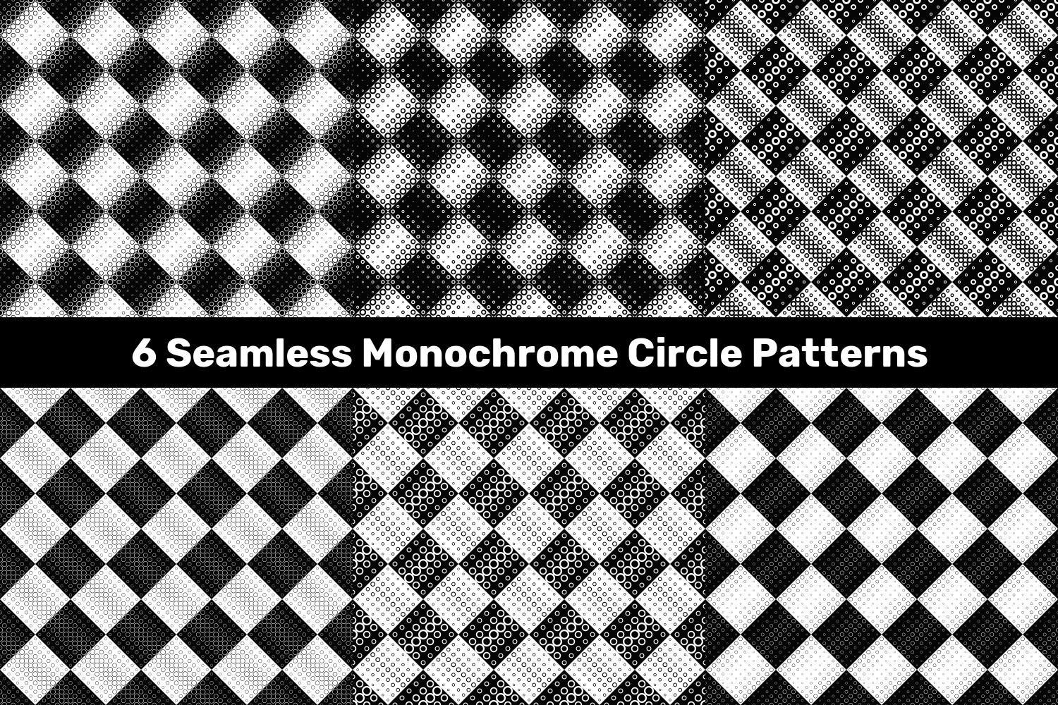 6 Seamless Monochrome Circle Patterns