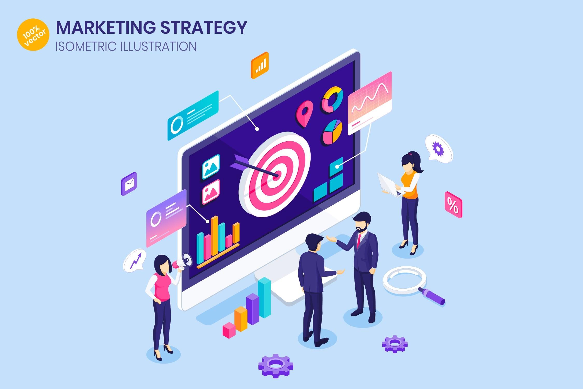 Isometric Marketing Target Illustration