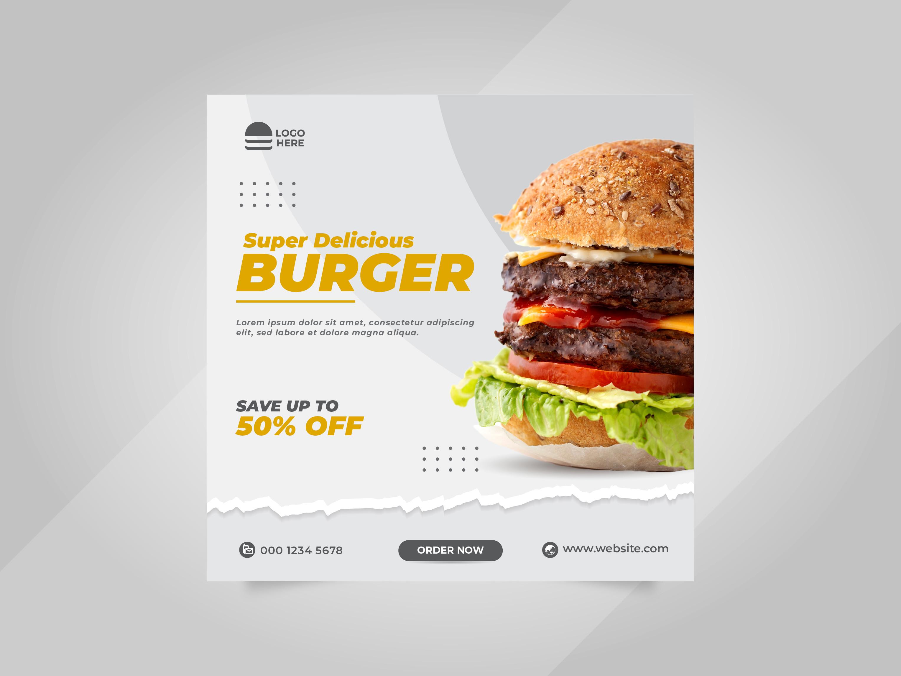 Food Burger Social Media Instagram Post