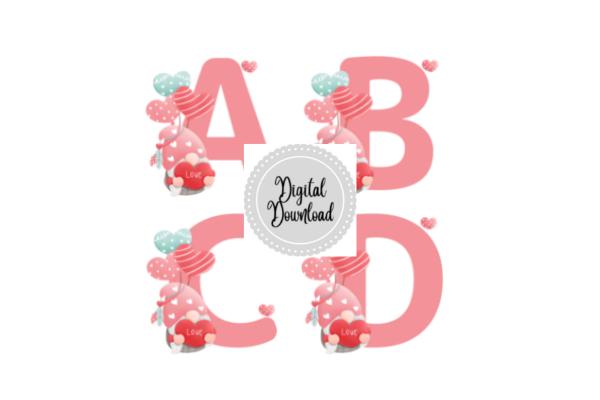Boho Love Balloon Gnome Alphabet Cipart