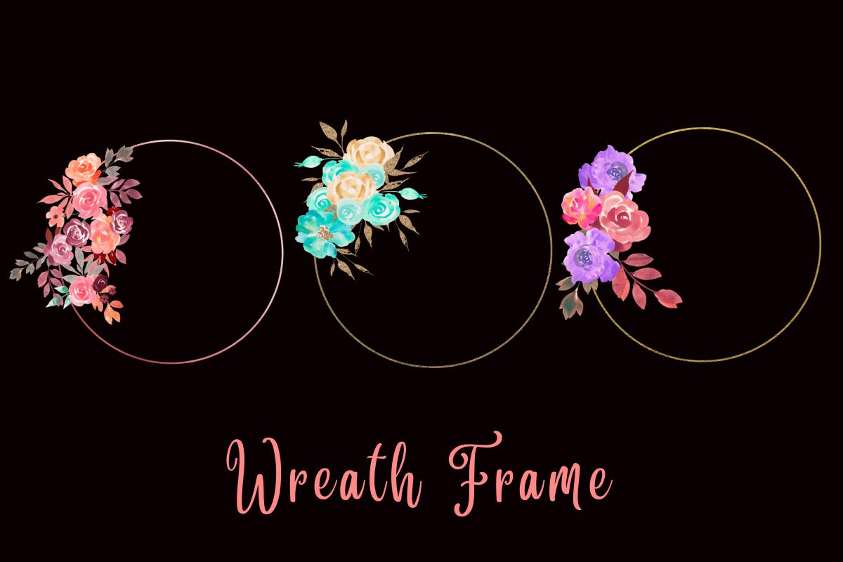 Watercolor Wreath Floral Flower Frame