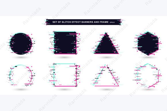 Set of Geometric Shapes Frames Glitch