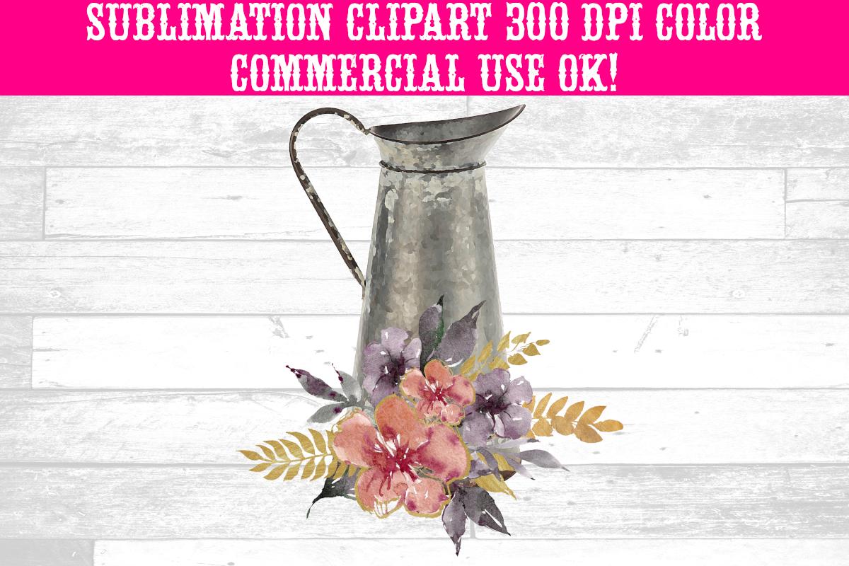 Floral Watercolor Rustic Watering Can