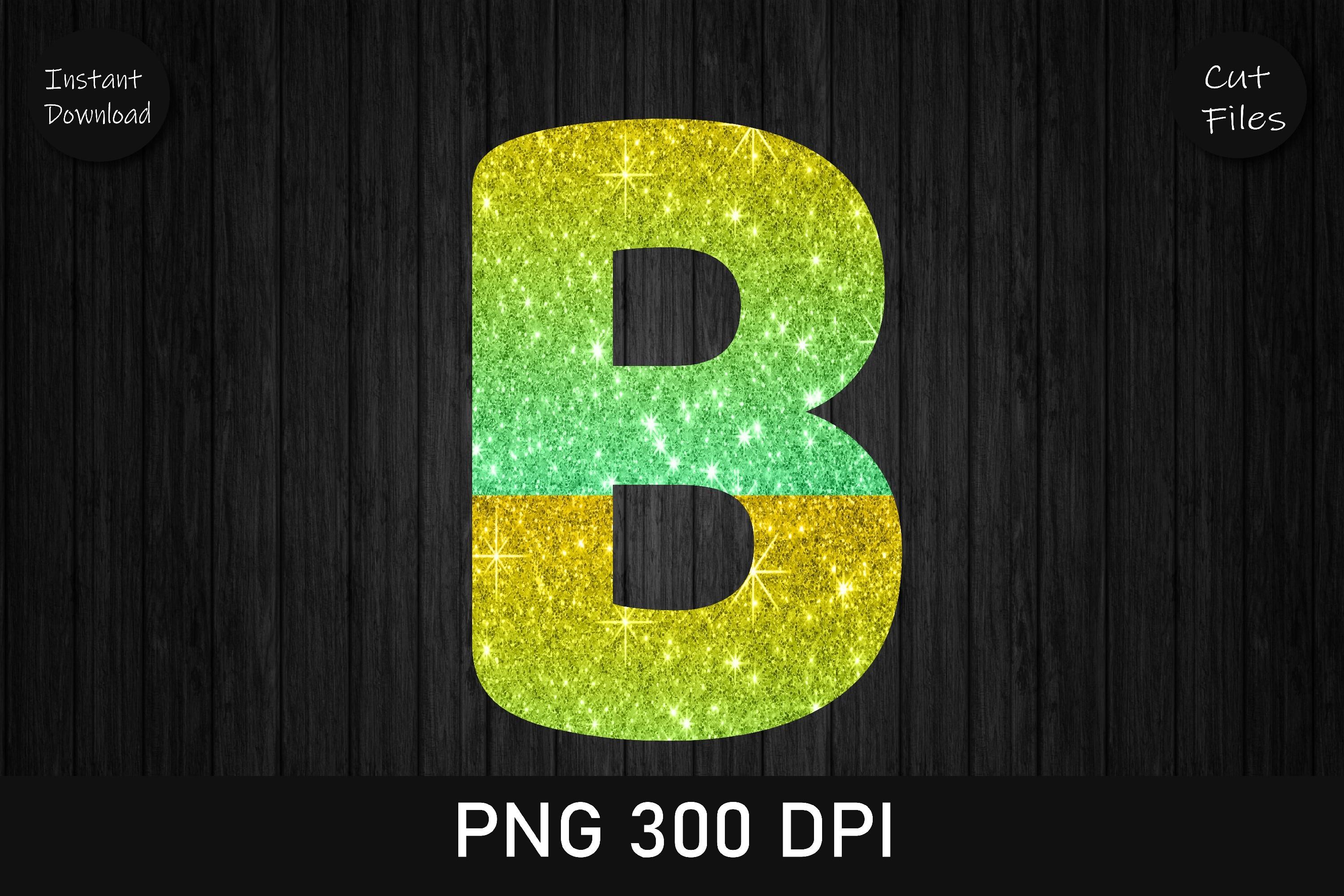 Gold and Green Glitter Leopard Letter B