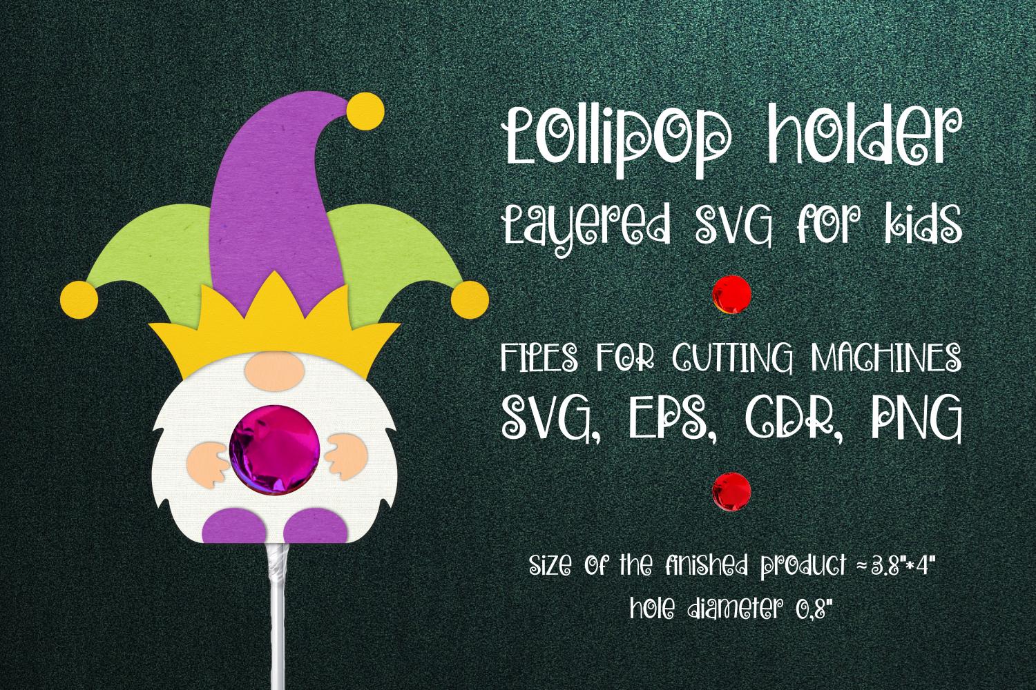 Mardi Gras Gnome King-Lollipop Holder SV