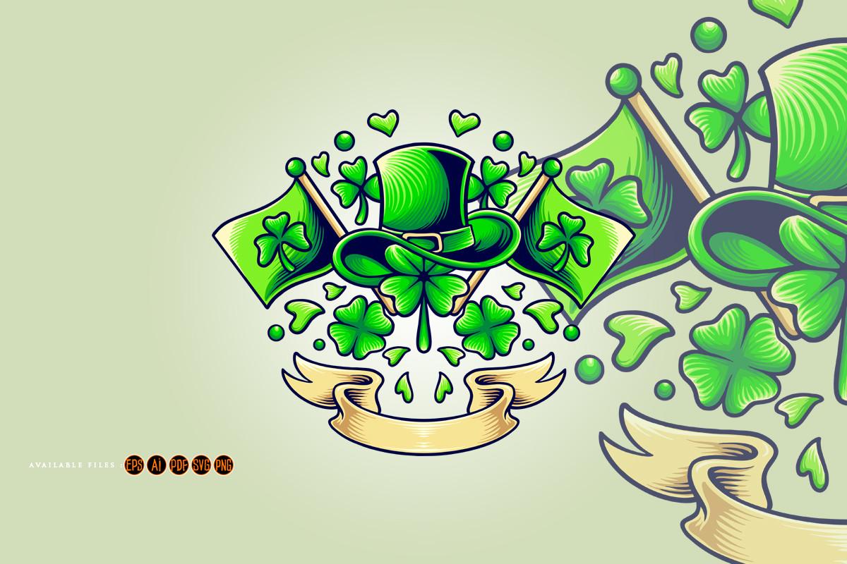 Happy St Patricks Flag with Vintage SVG