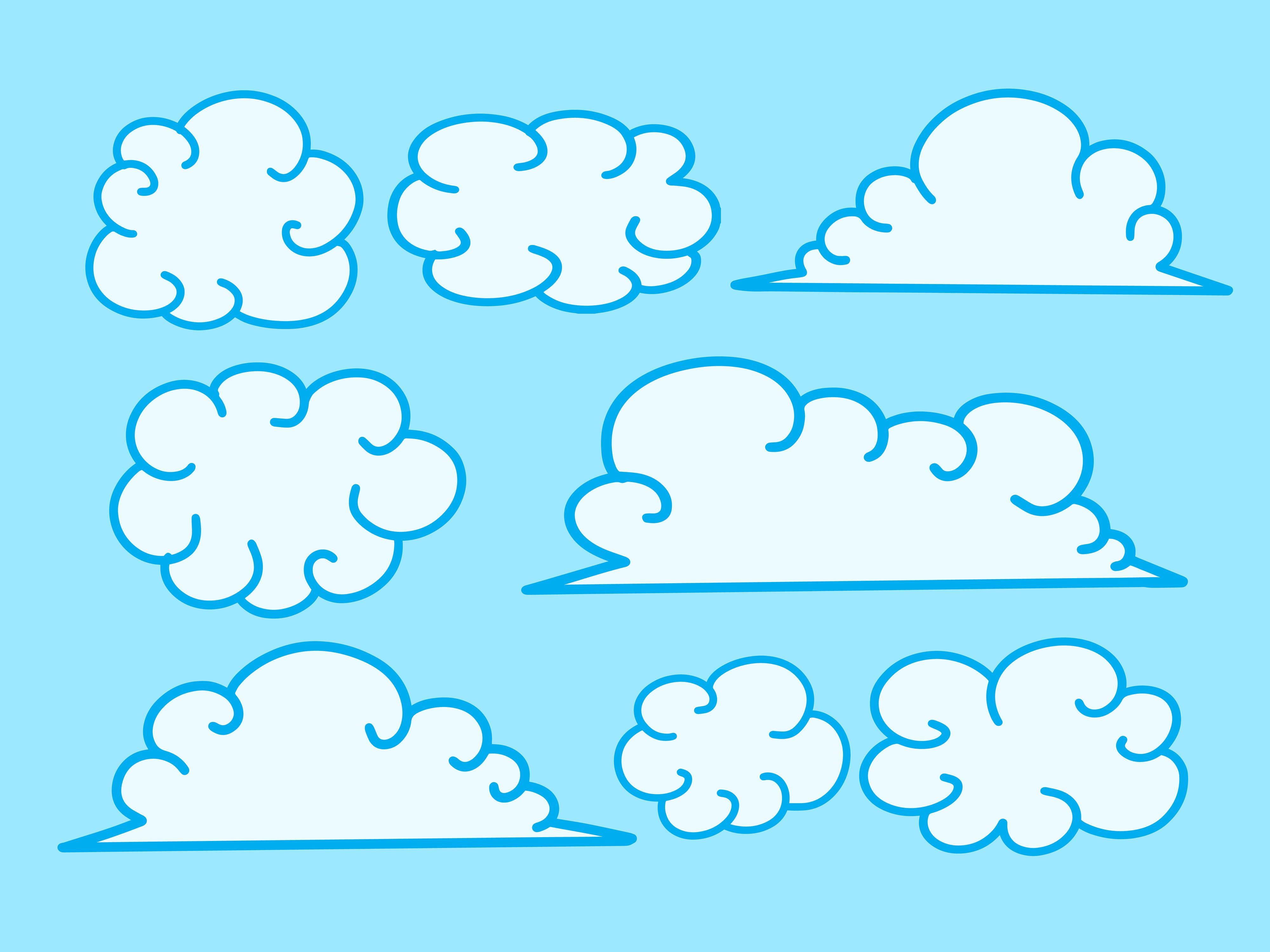 Set Clouds Sky Illustration Element