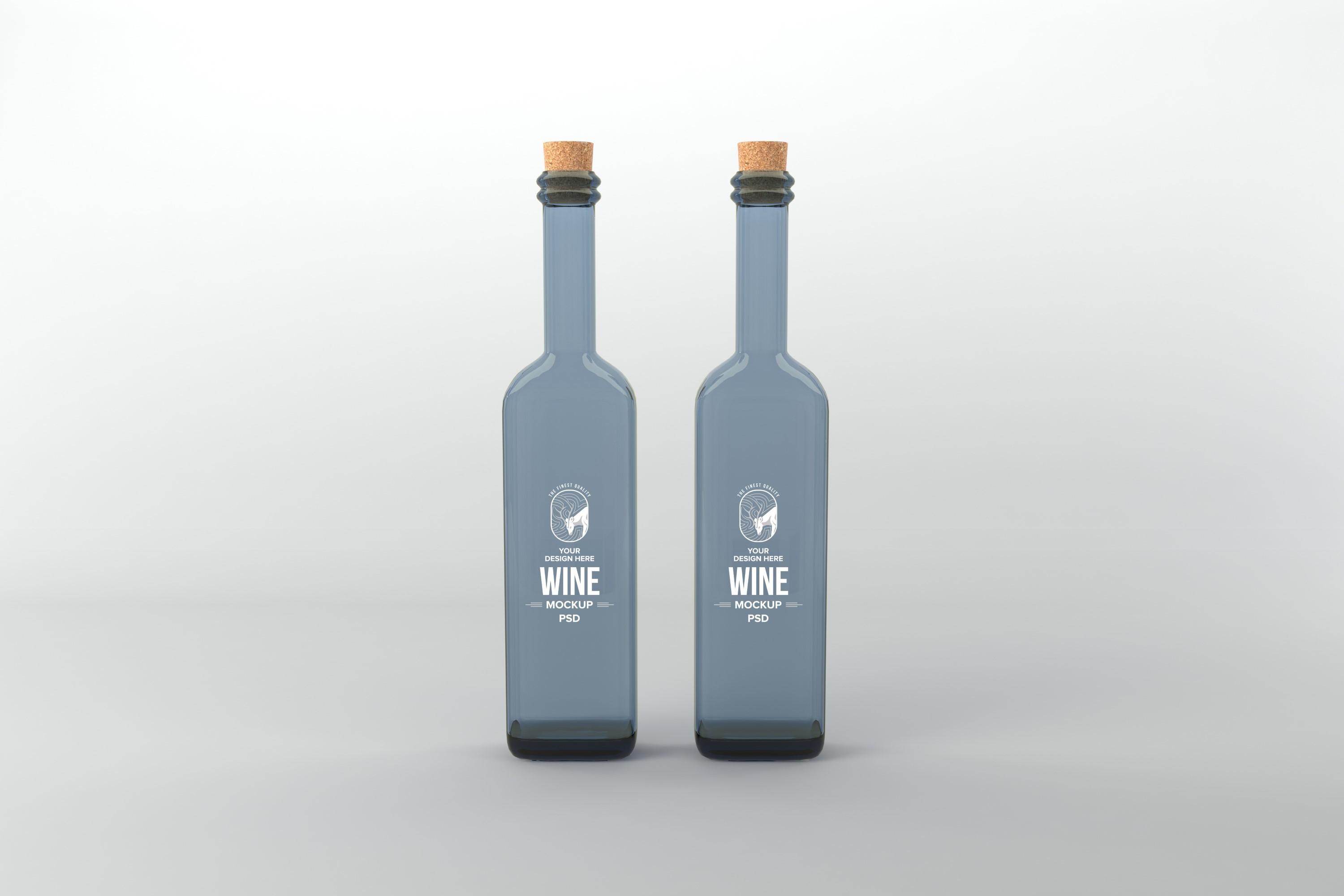 Wine Two Bottle Mockup