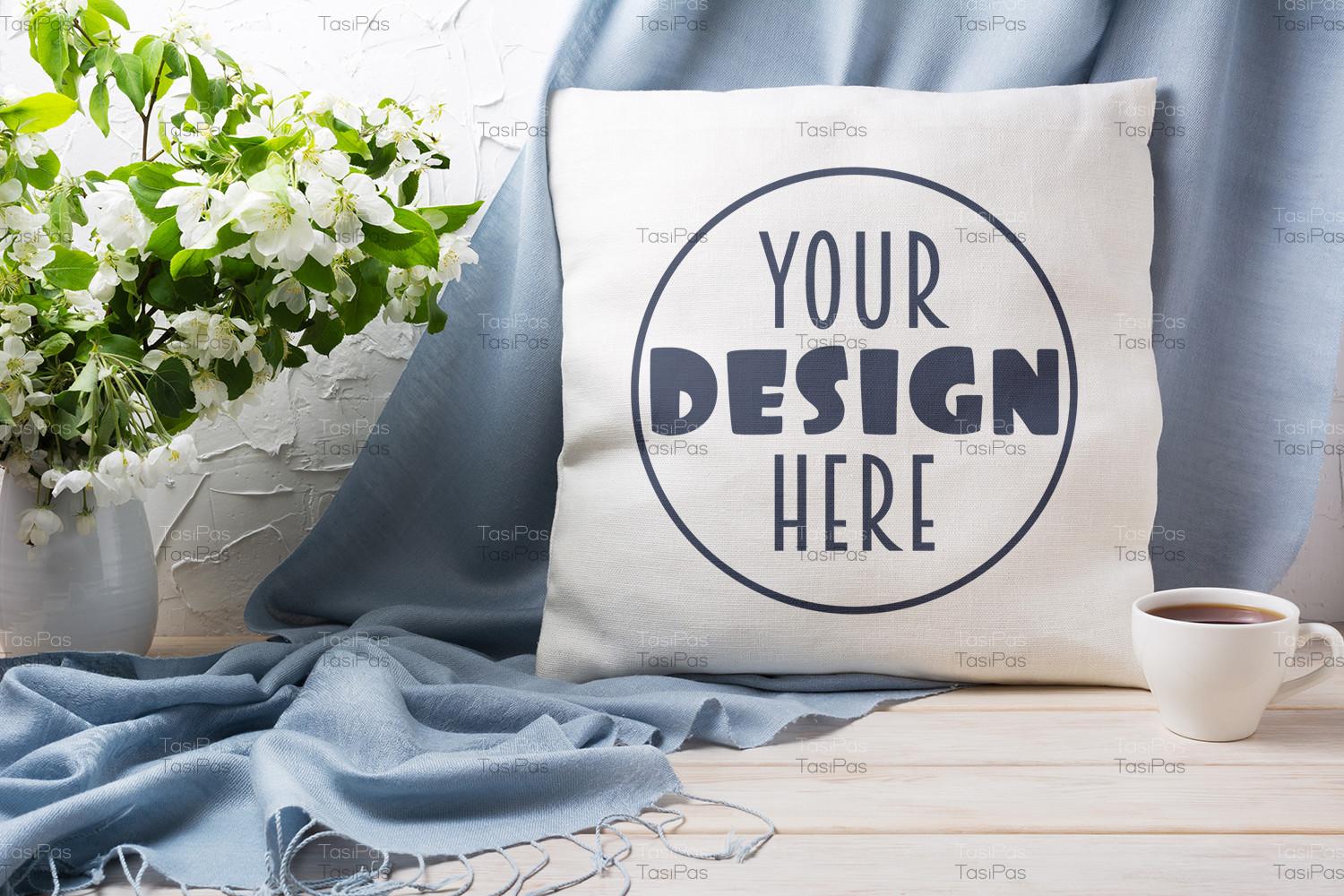 Pillow Mockup with Apple Blossom