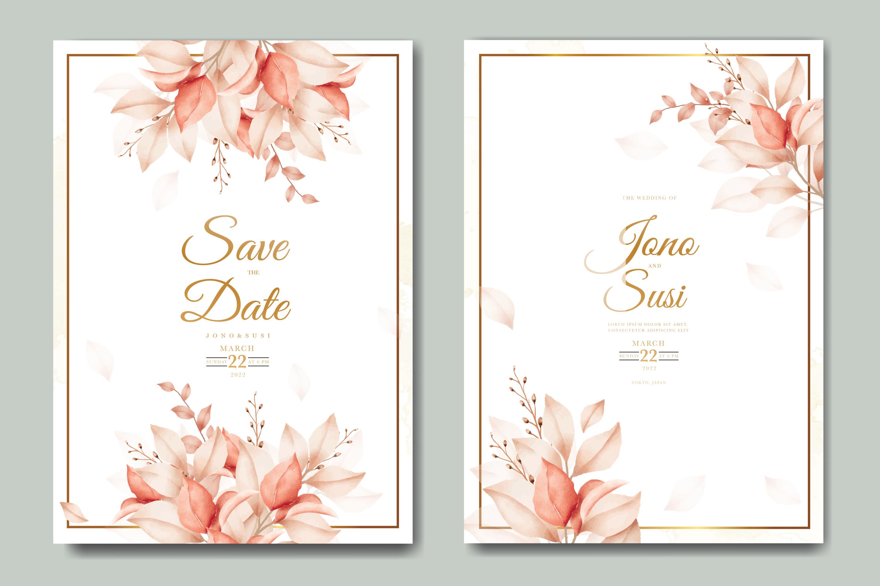 Beautiful Leaves Wedding Invitation Card