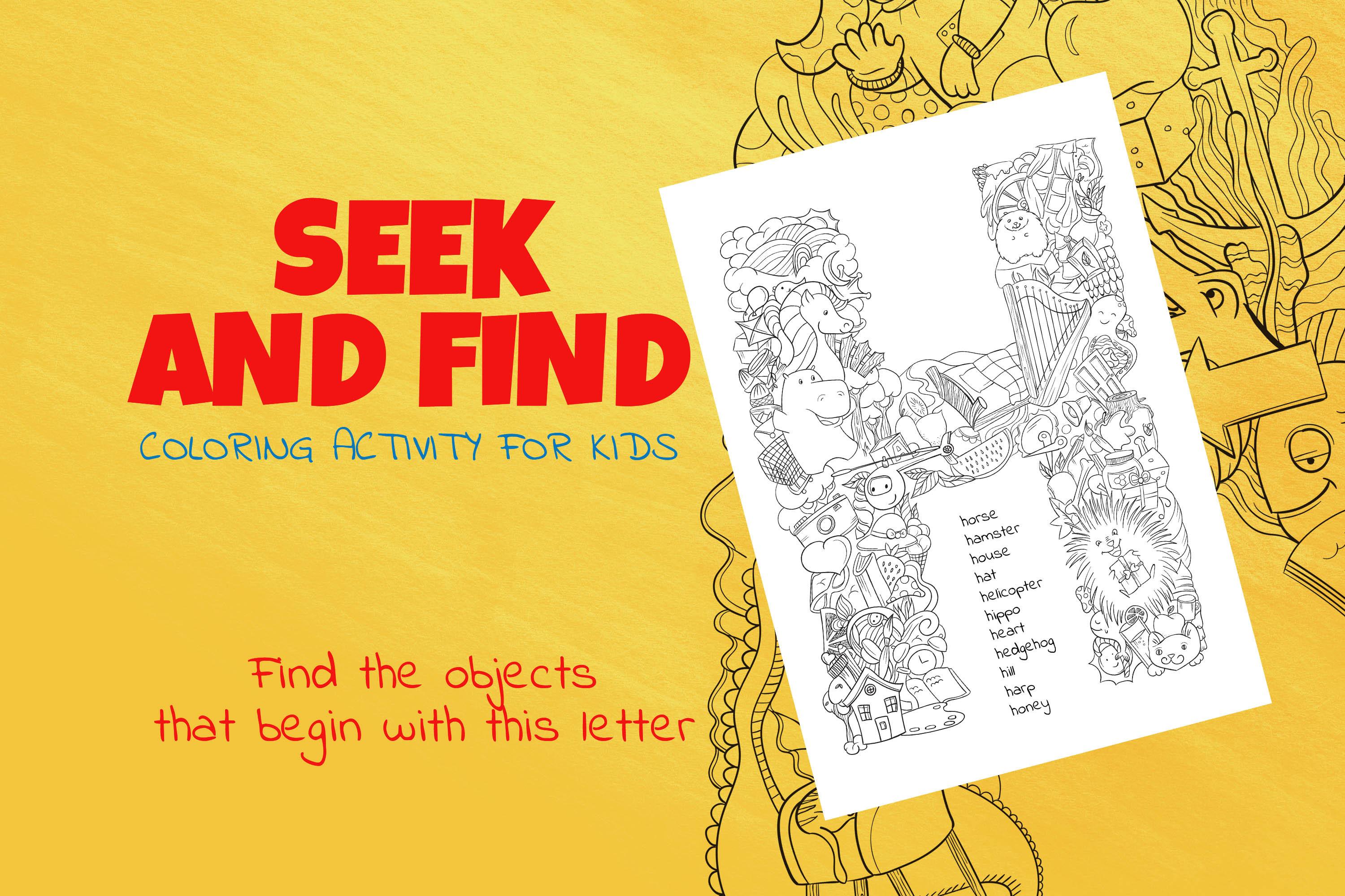 Letter H Look and Find Coloring Page