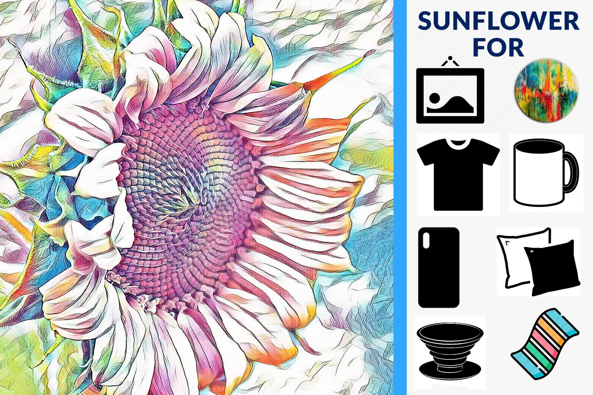 Colorful Sunflower Sublimation Design