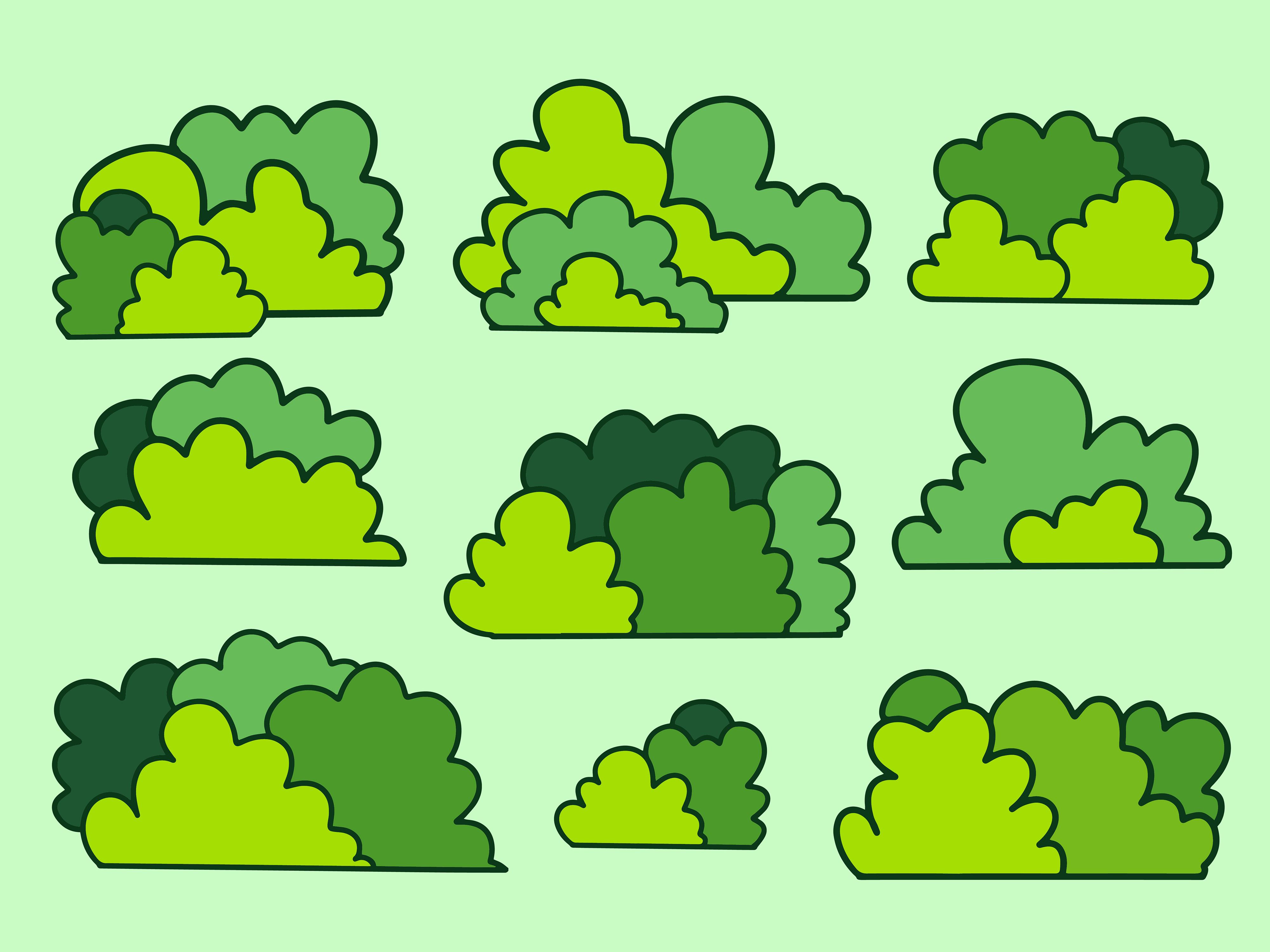 Set Green Plant Bush Element
