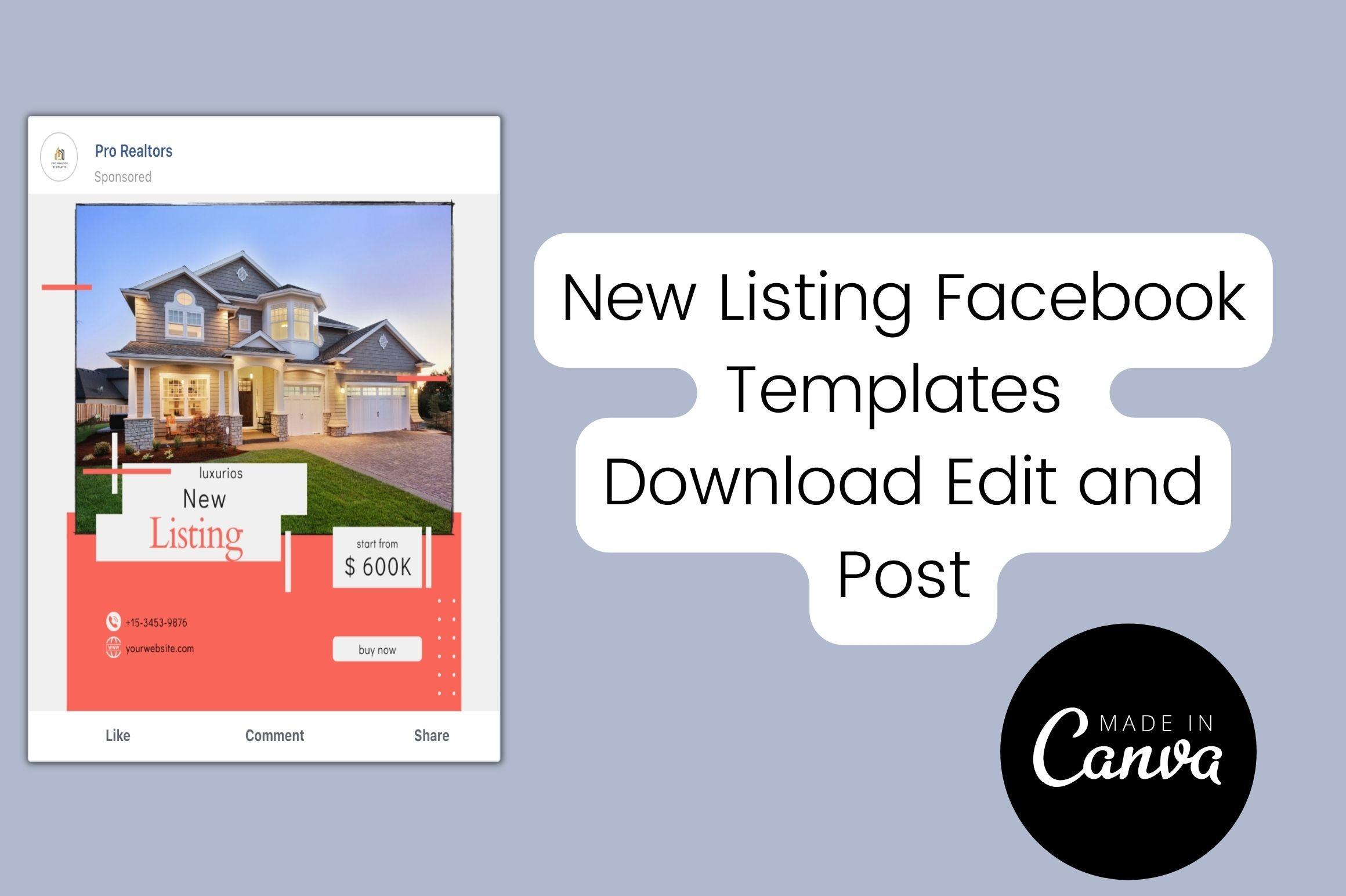 New Listing Facebook Post for Realtors