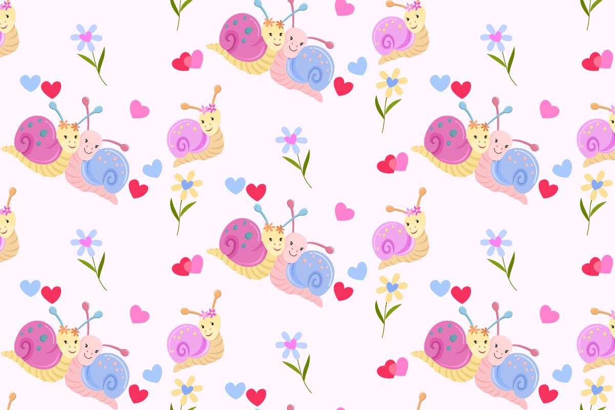 Cute Snail with Heart Shape Pattern.