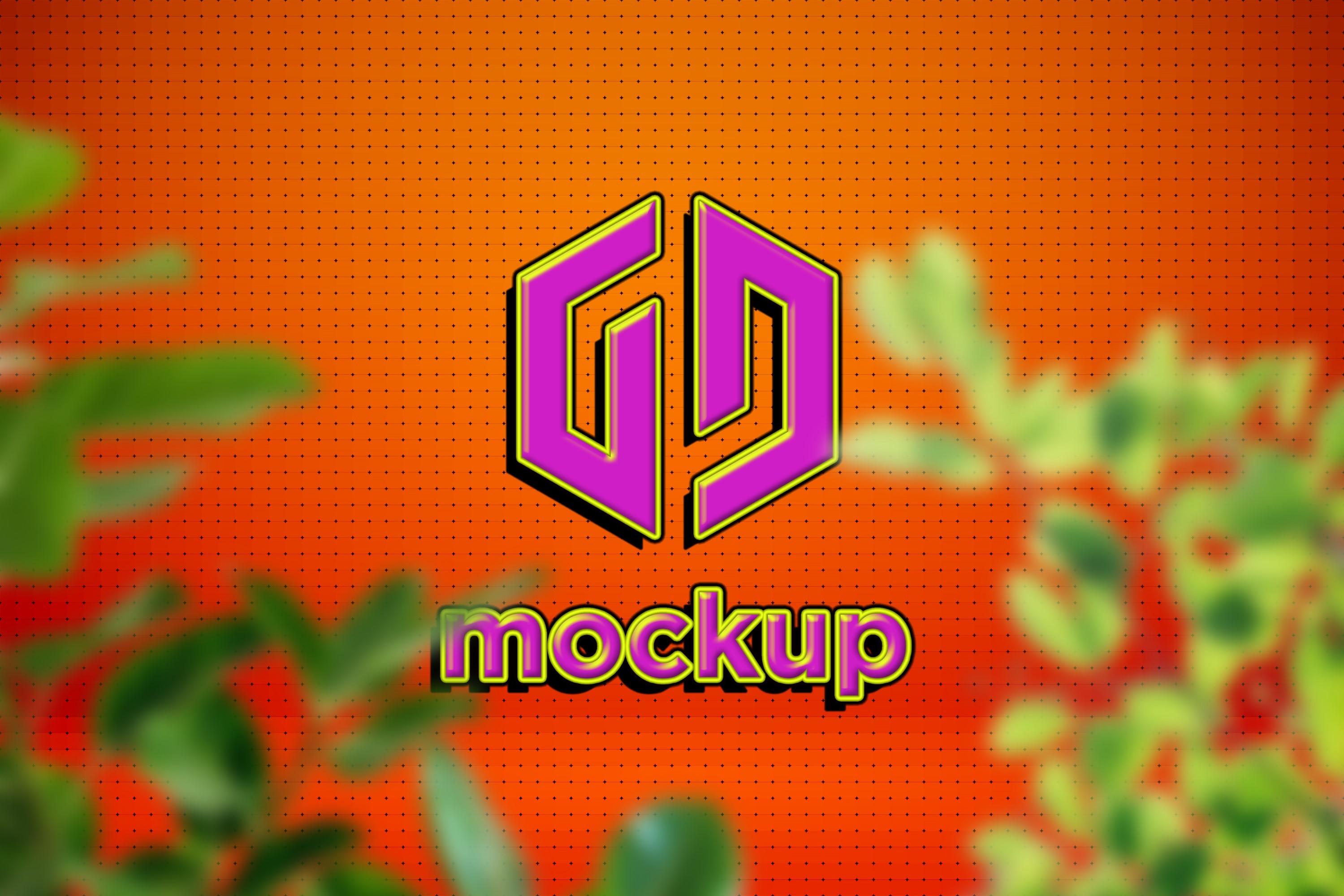Game Logo Mockup Behind the Green Leaves
