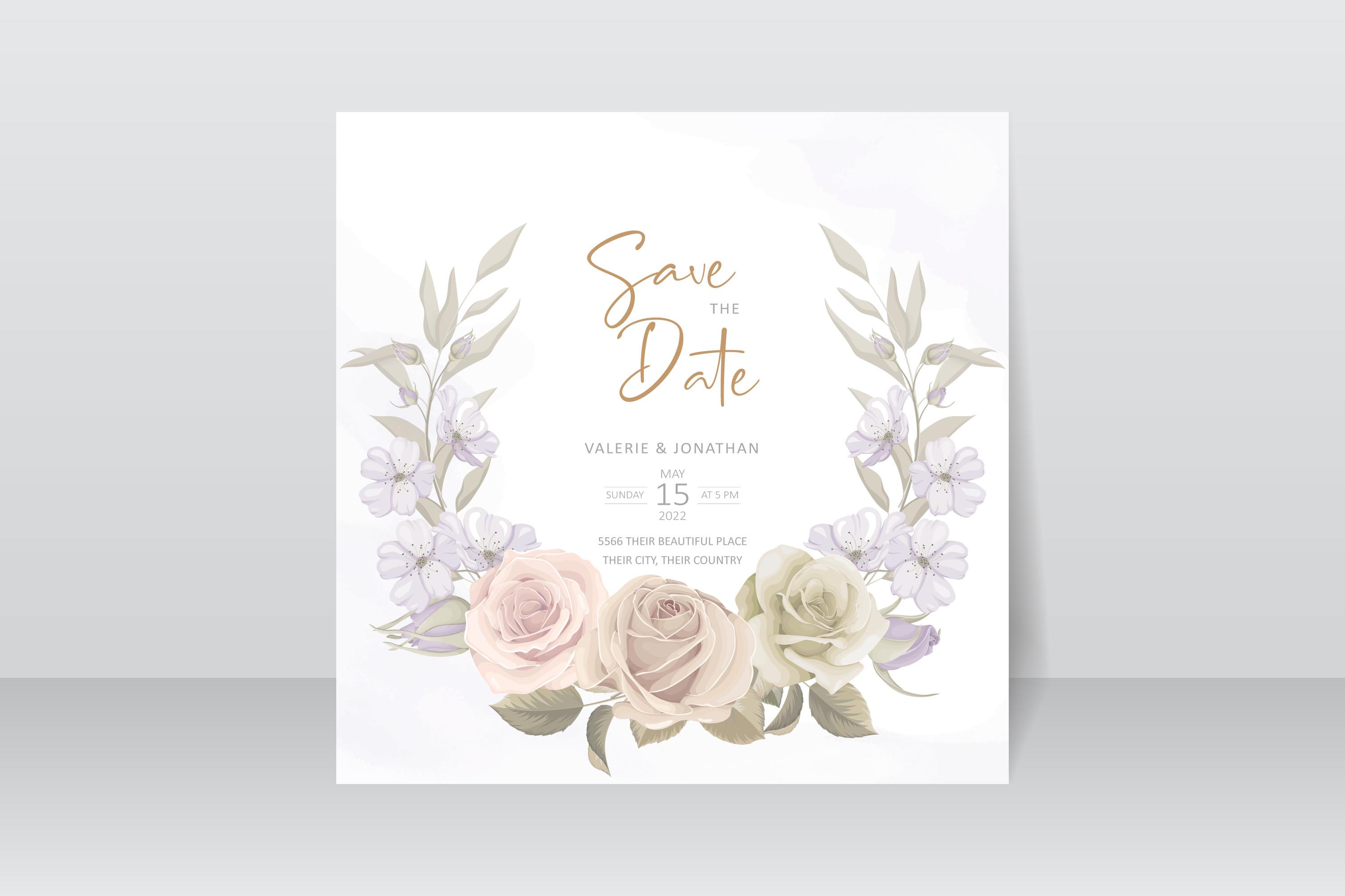 Wedding Invitation Template with Flower