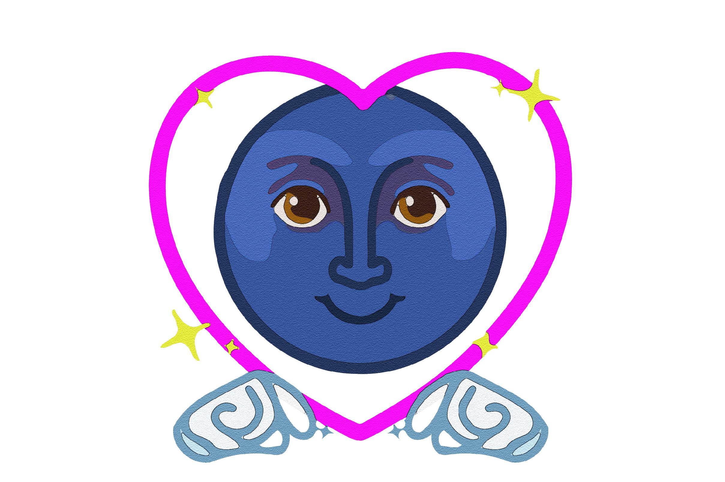 Watercolor Effect Moon Cartoon