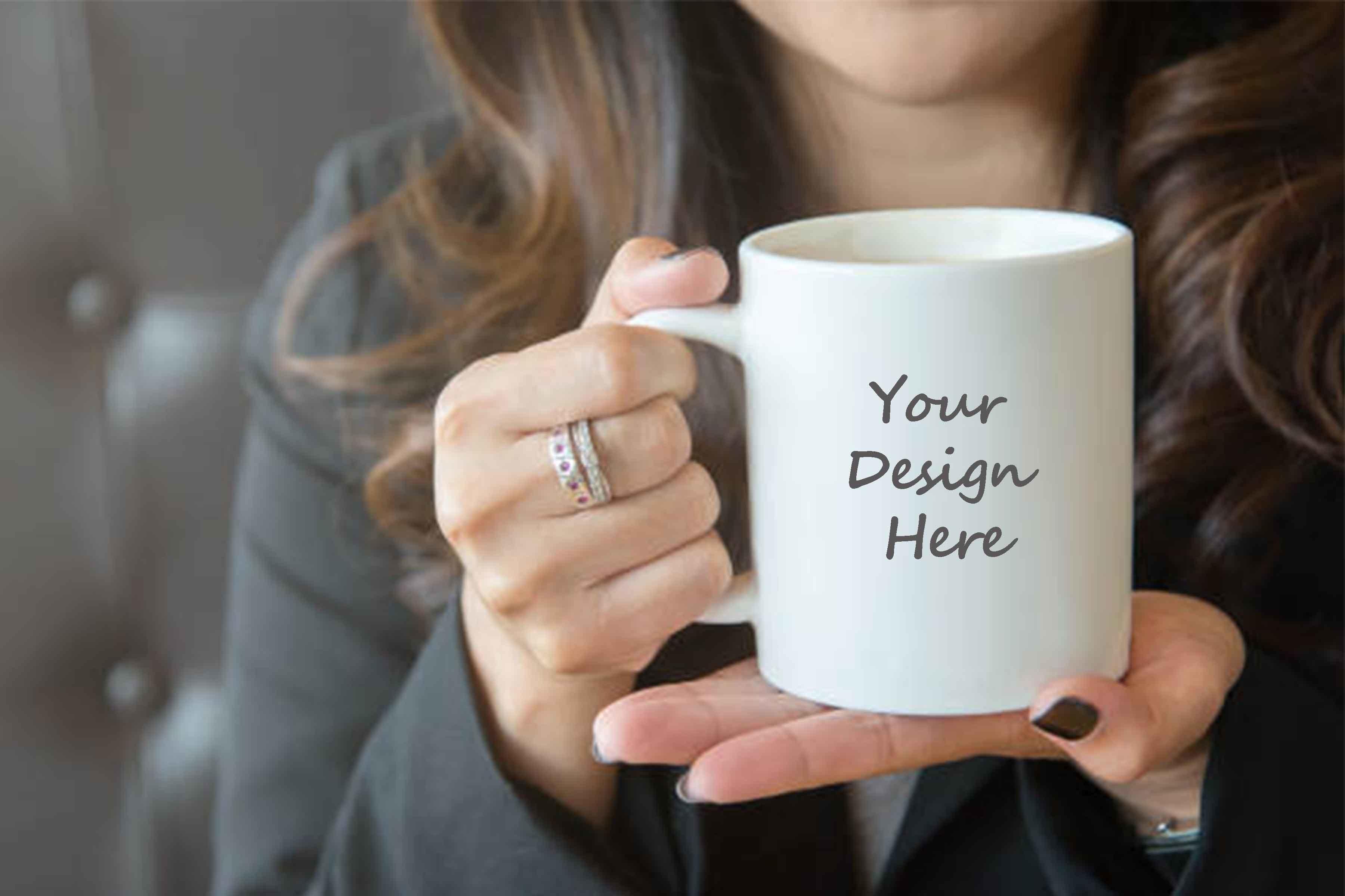 Women Hand Holding Mug Mockup