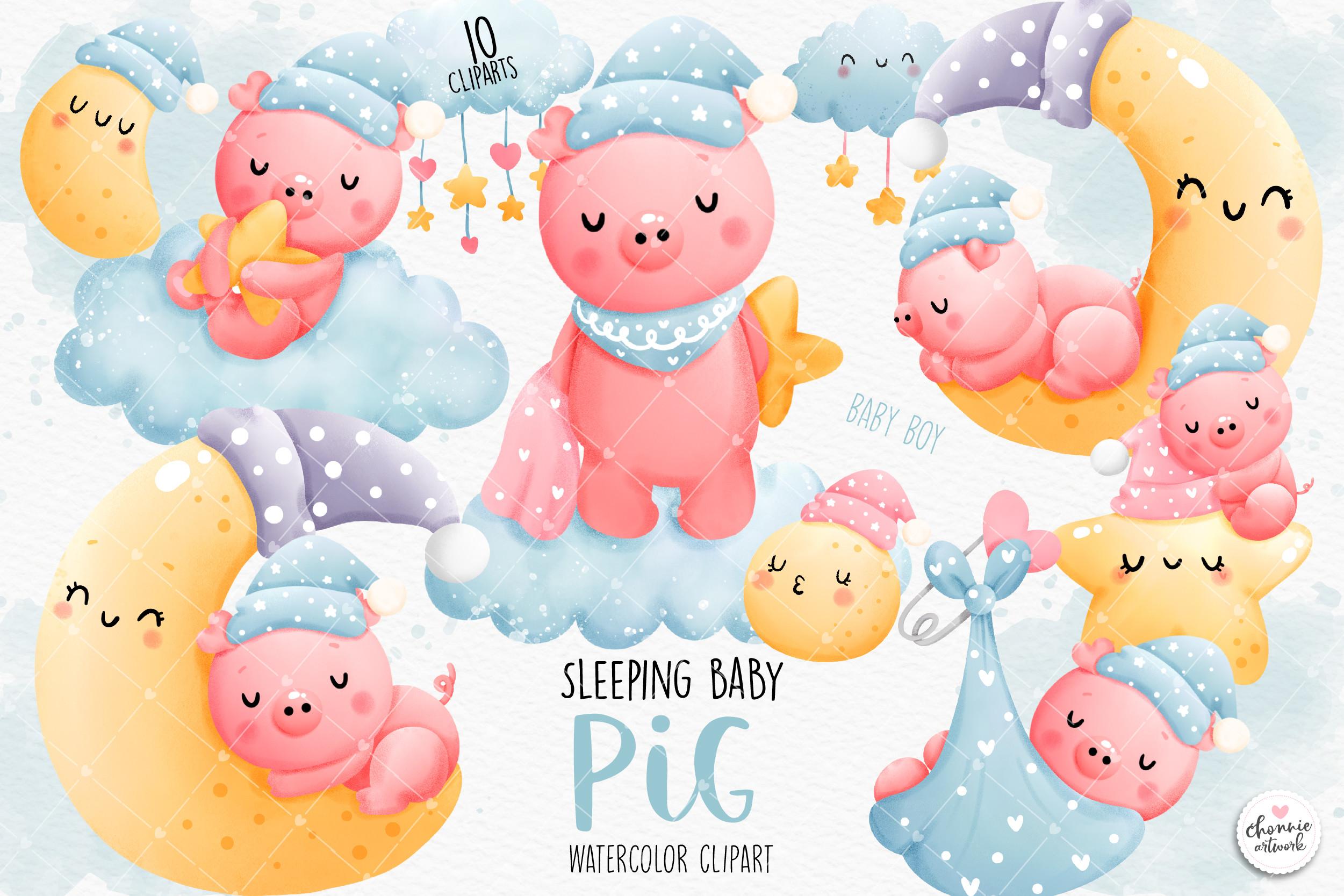 Sleeping Baby Pig Clipart, Baby Pig
