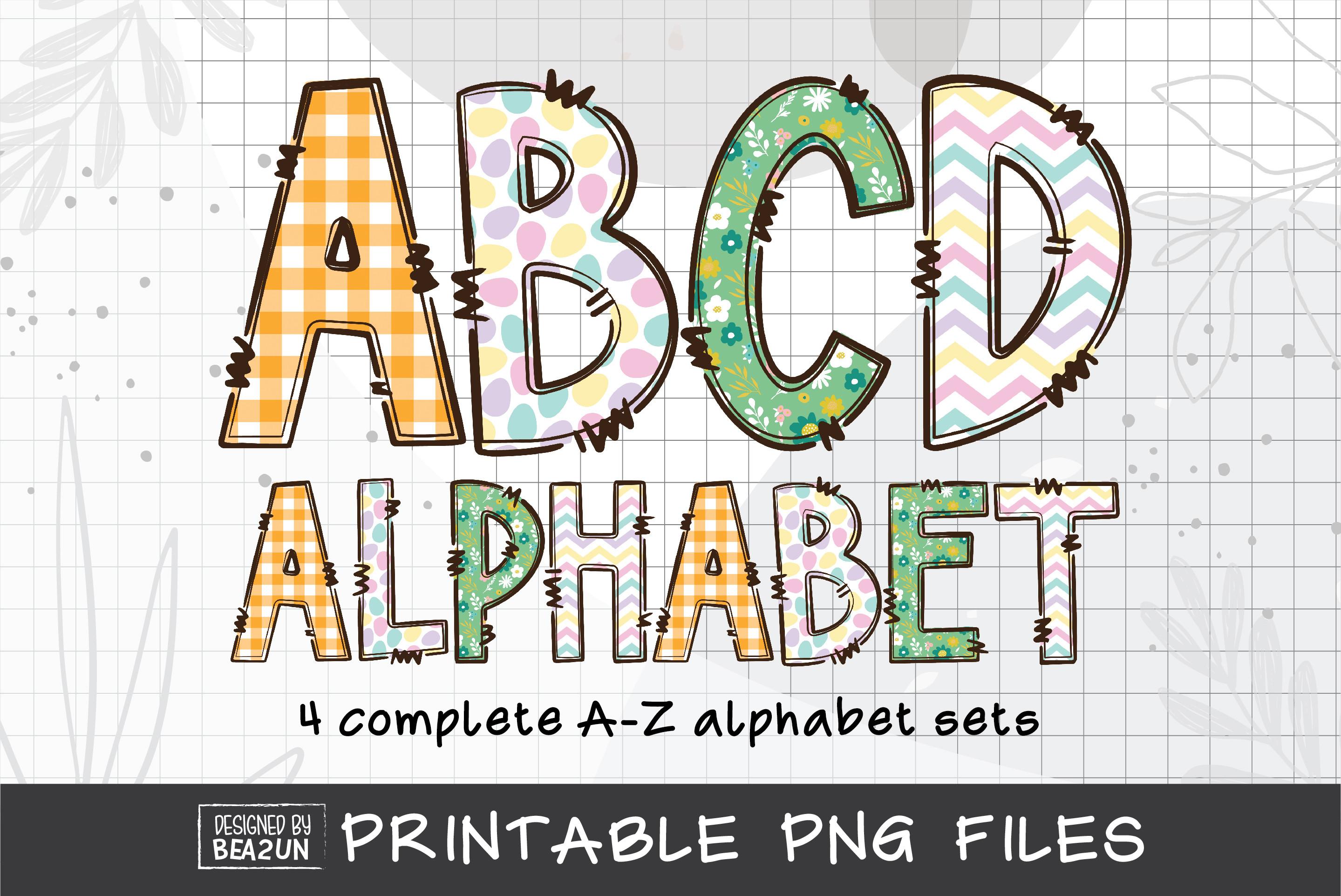 Easter Alphabet Doodle Sublimation