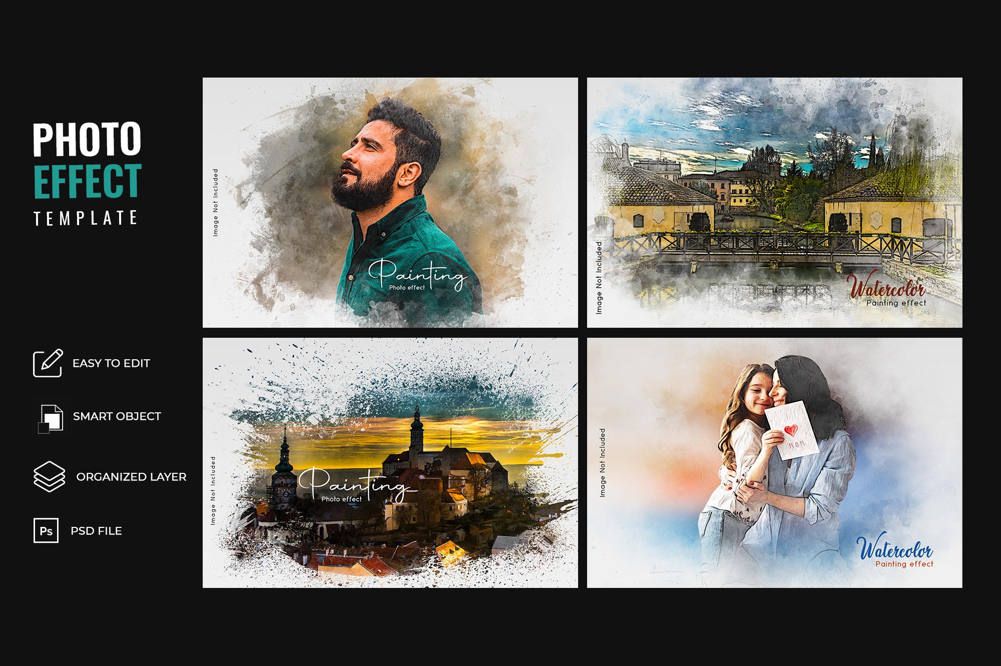 Watercolor Splash Photo Effect Templates