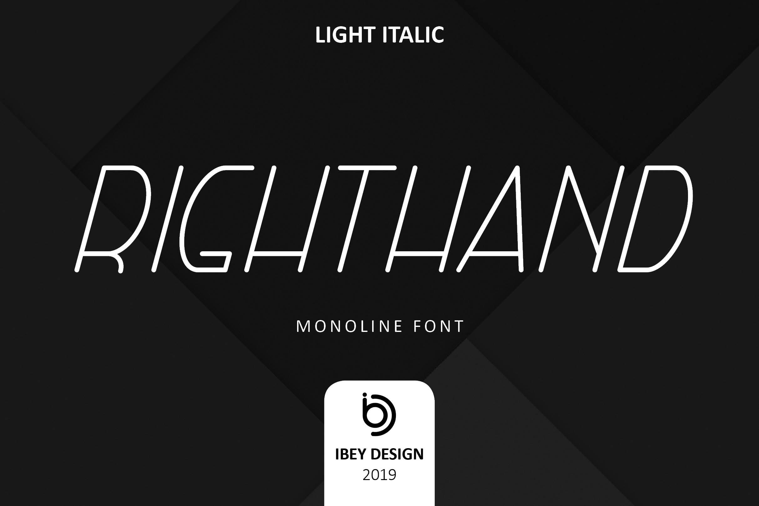 Right Hand Light Italic Font