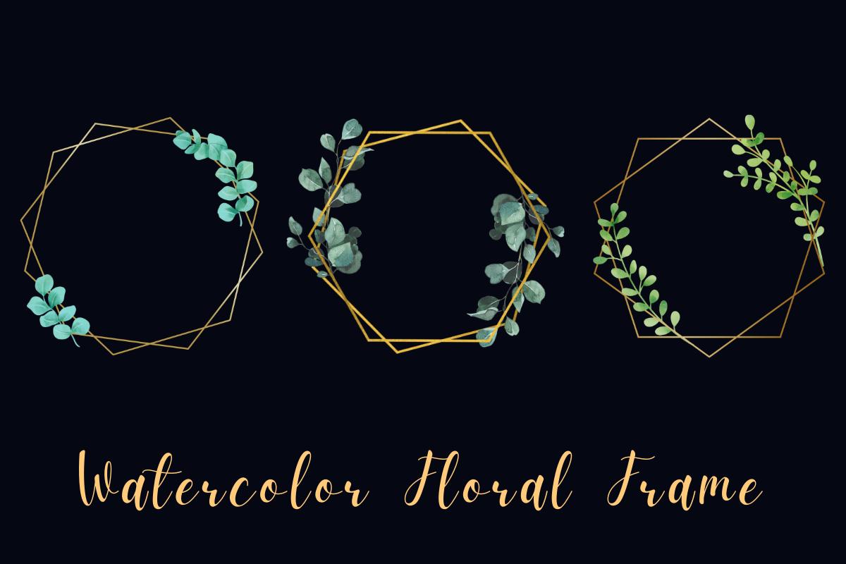 Watercolor Floral Frame Clipart Graphic