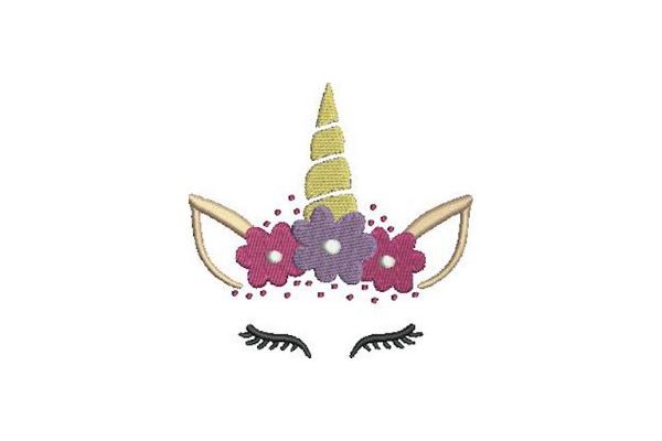 Unicorn Face with Flowers