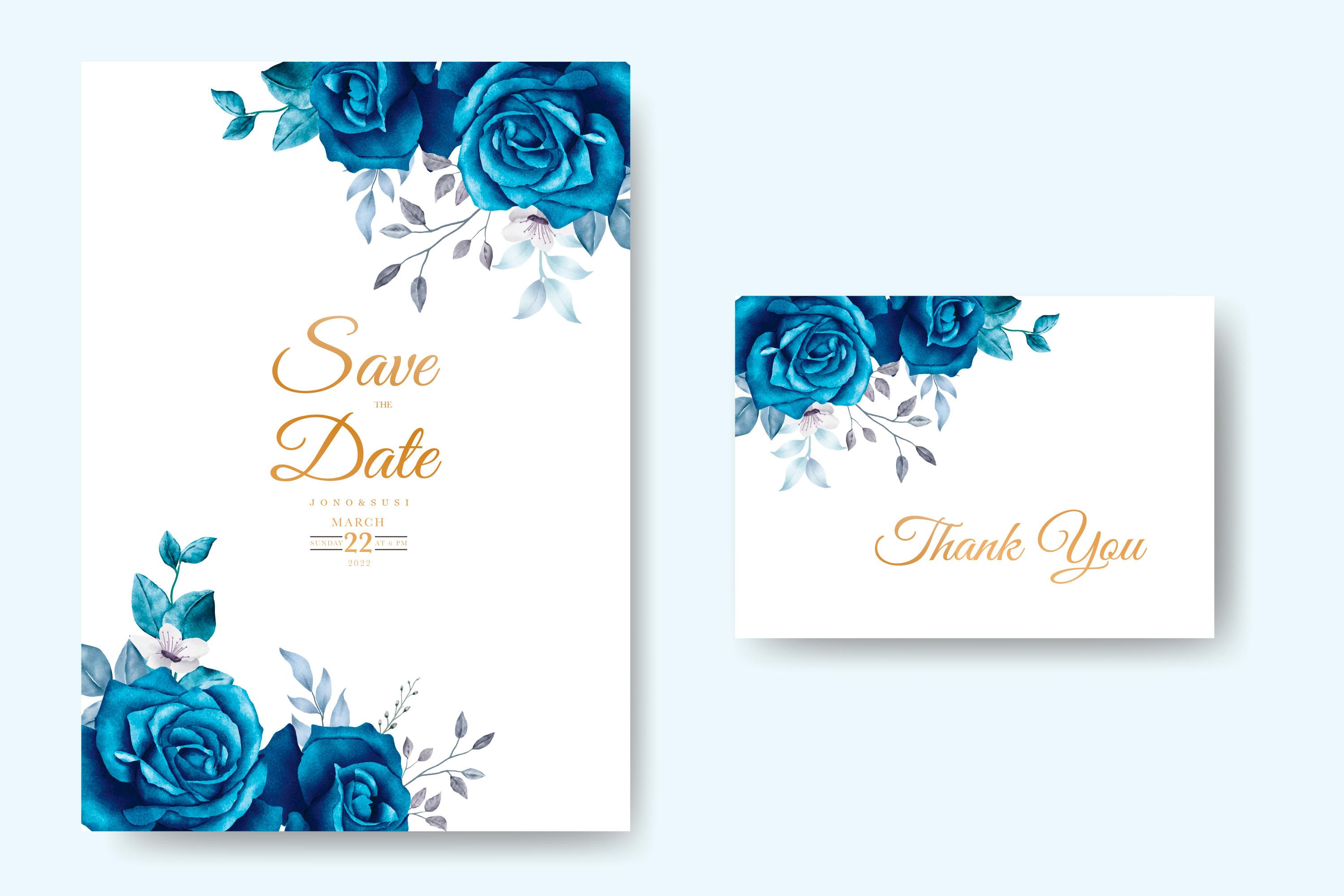 Navy Blue Floral Watercolor